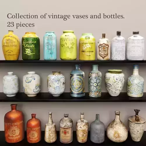 Collection vases and bottles