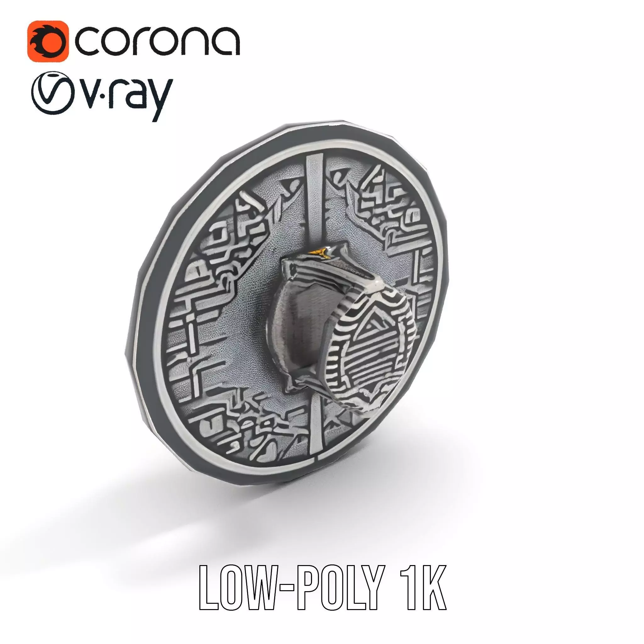 Intricate Medieval Shield model pack Low-poly 3D model_8