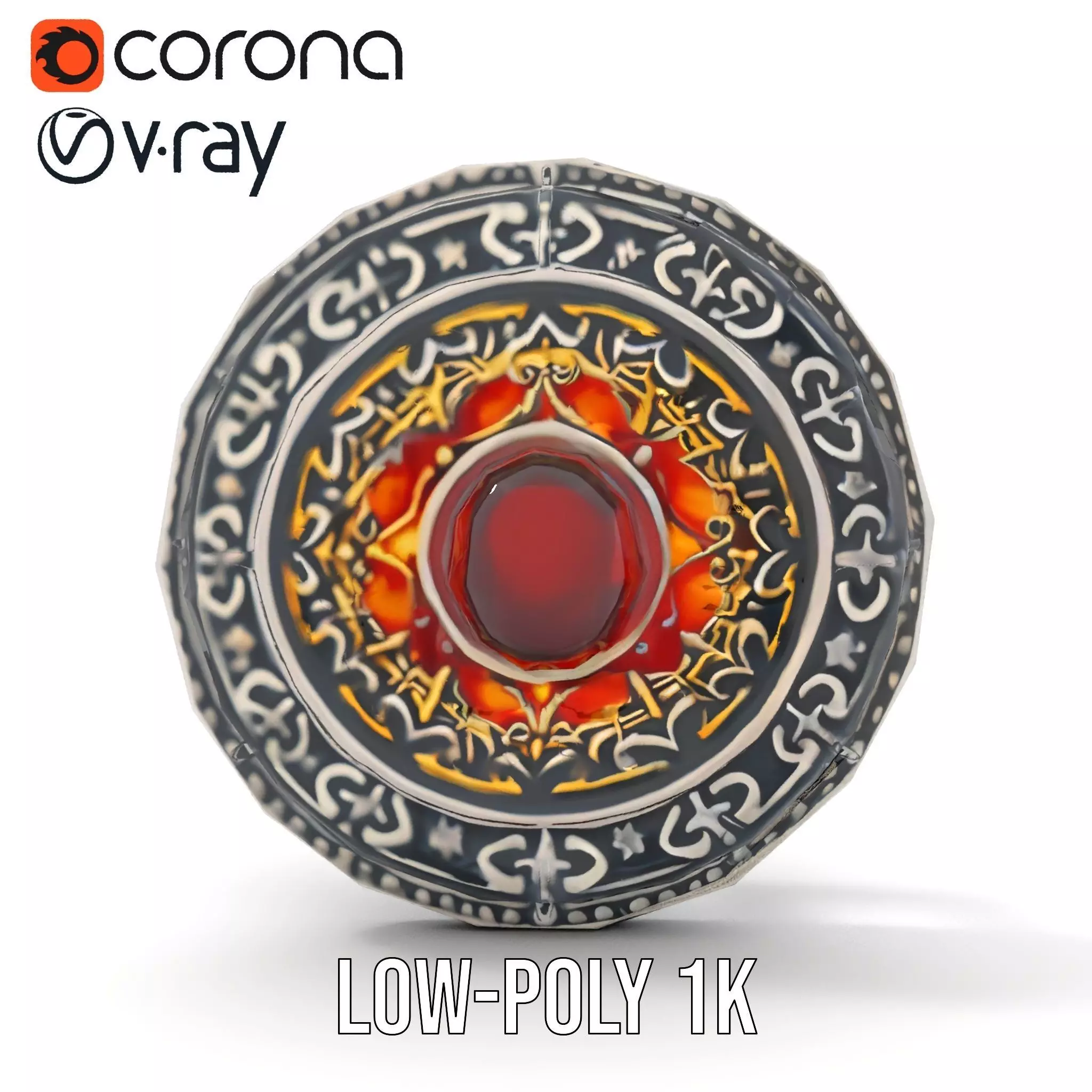 Intricate Medieval Shield model pack Low-poly 3D model_7