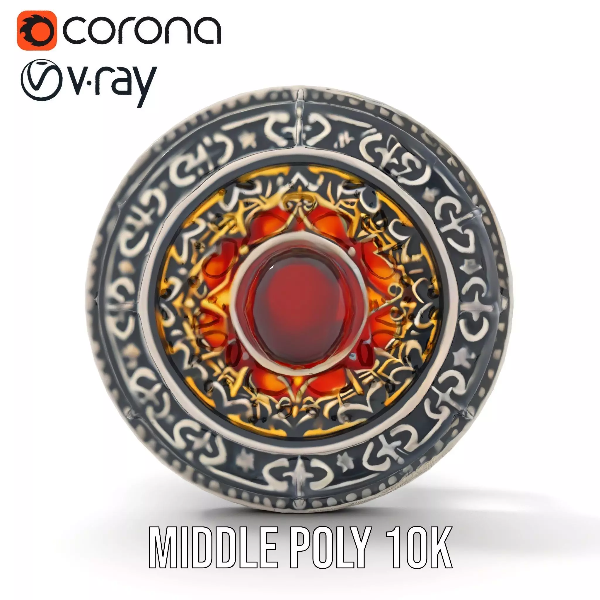 Intricate Medieval Shield model pack Low-poly 3D model_12