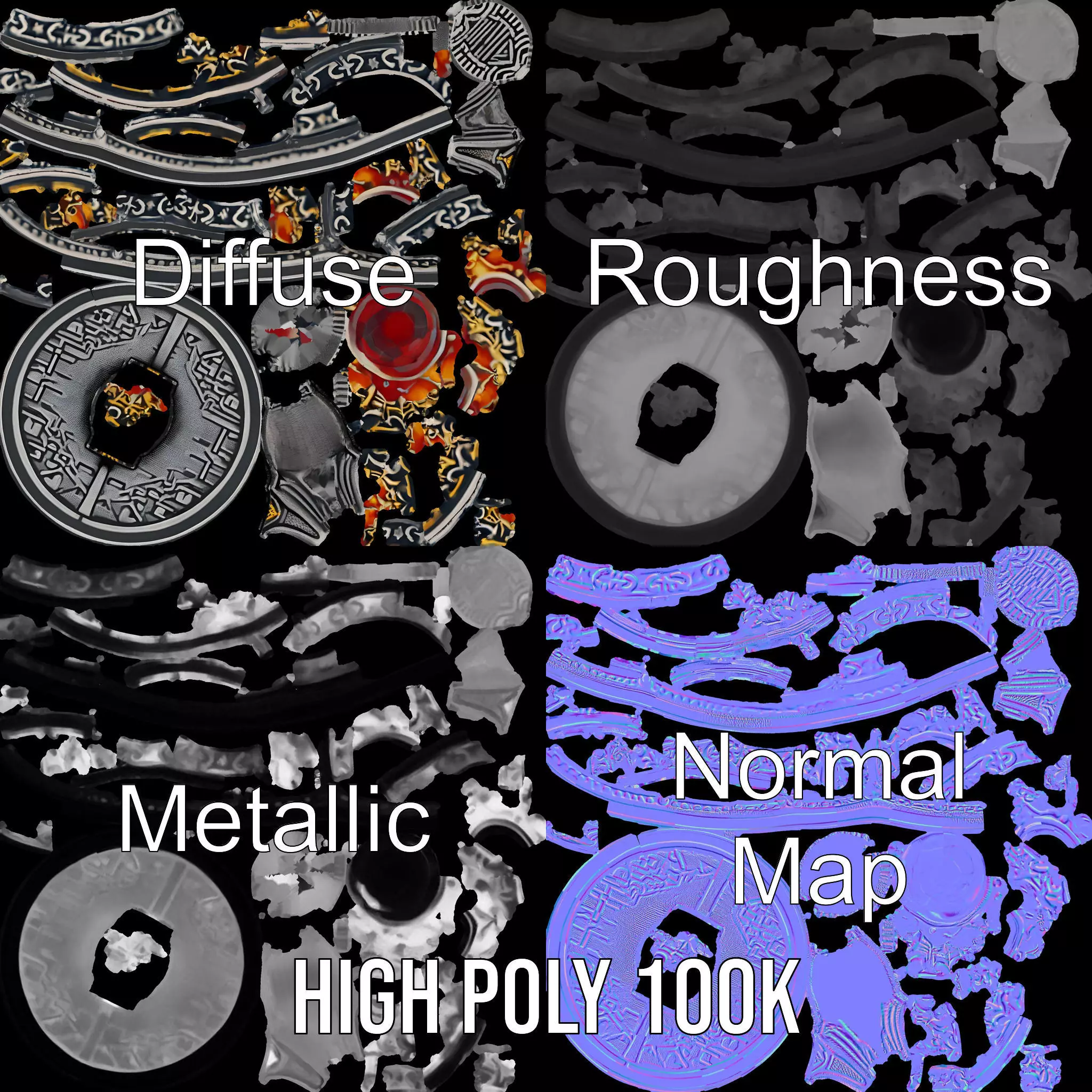 Intricate Medieval Shield model pack Low-poly 3D model_3