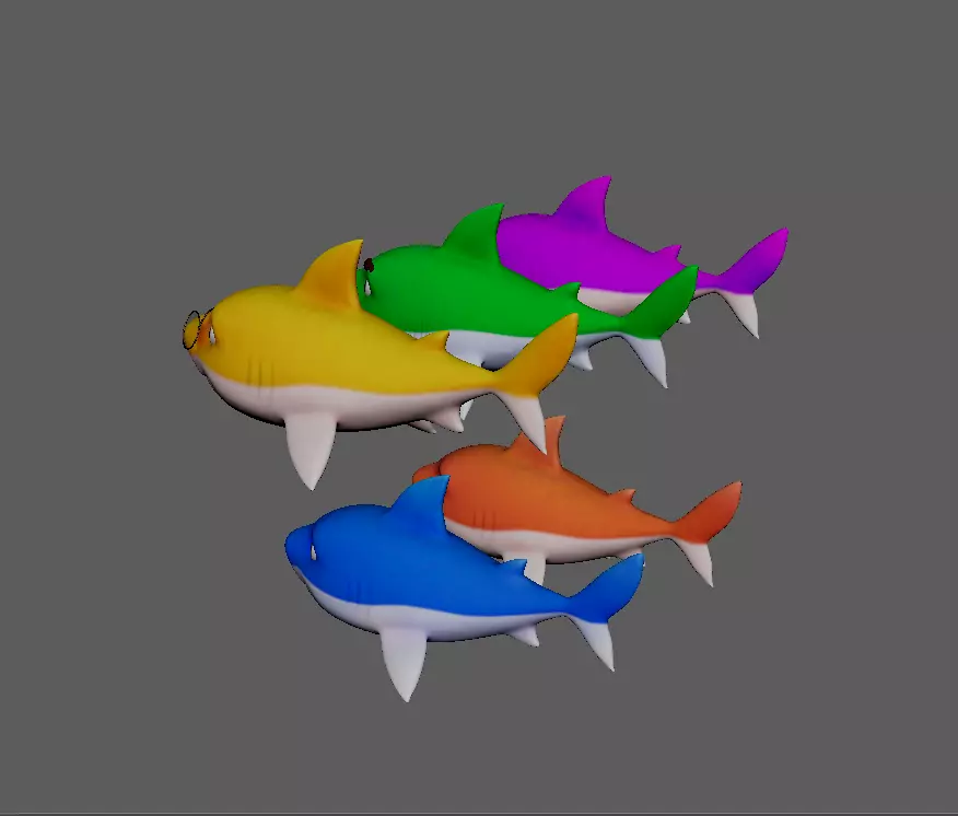 Shark cartoon 3D model_3