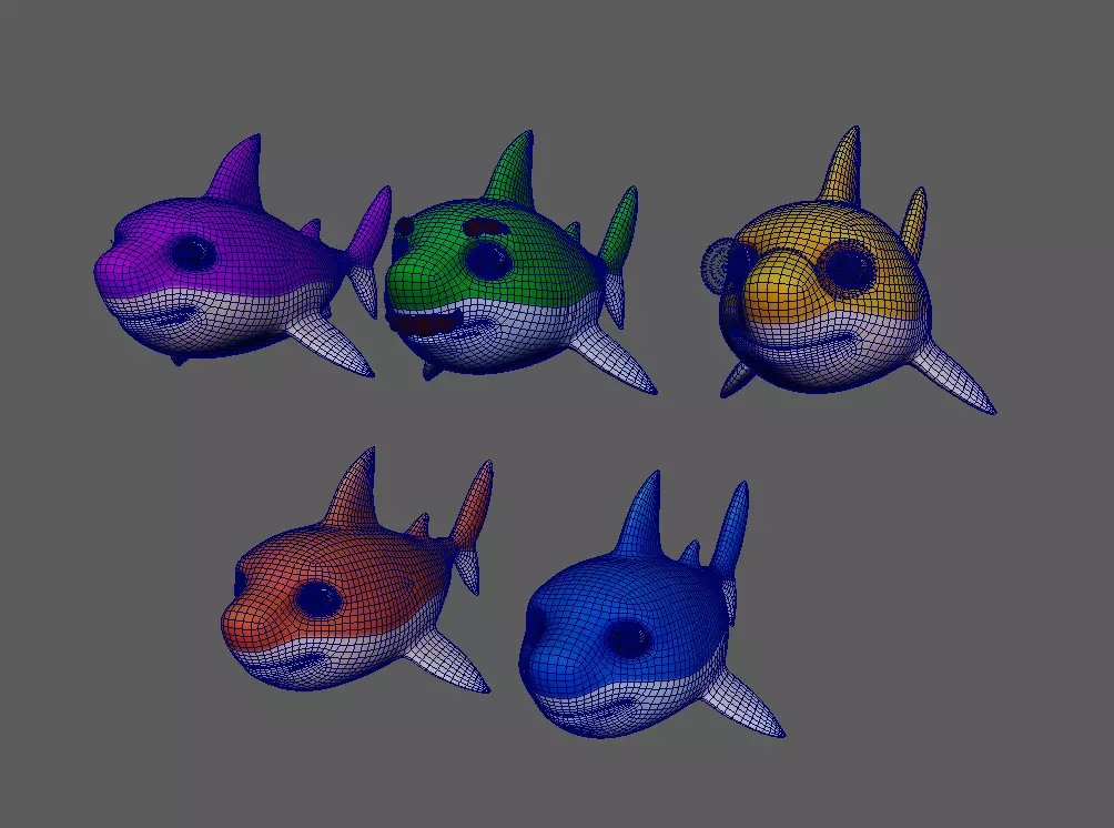 Shark cartoon 3D model_1