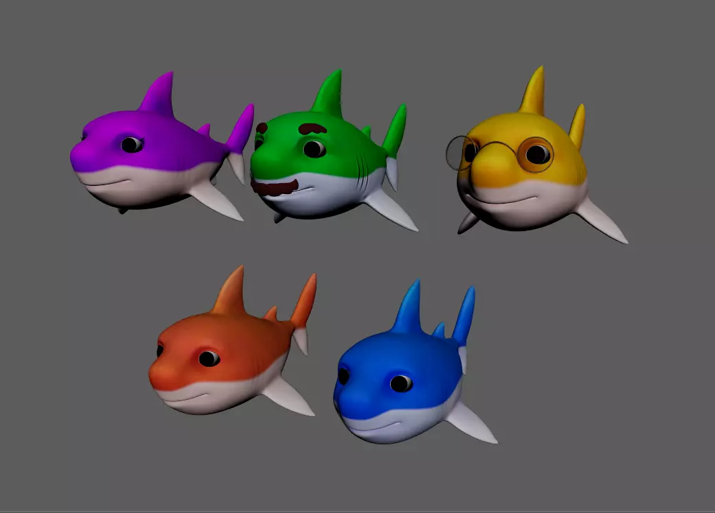 Shark cartoon 3D model_0
