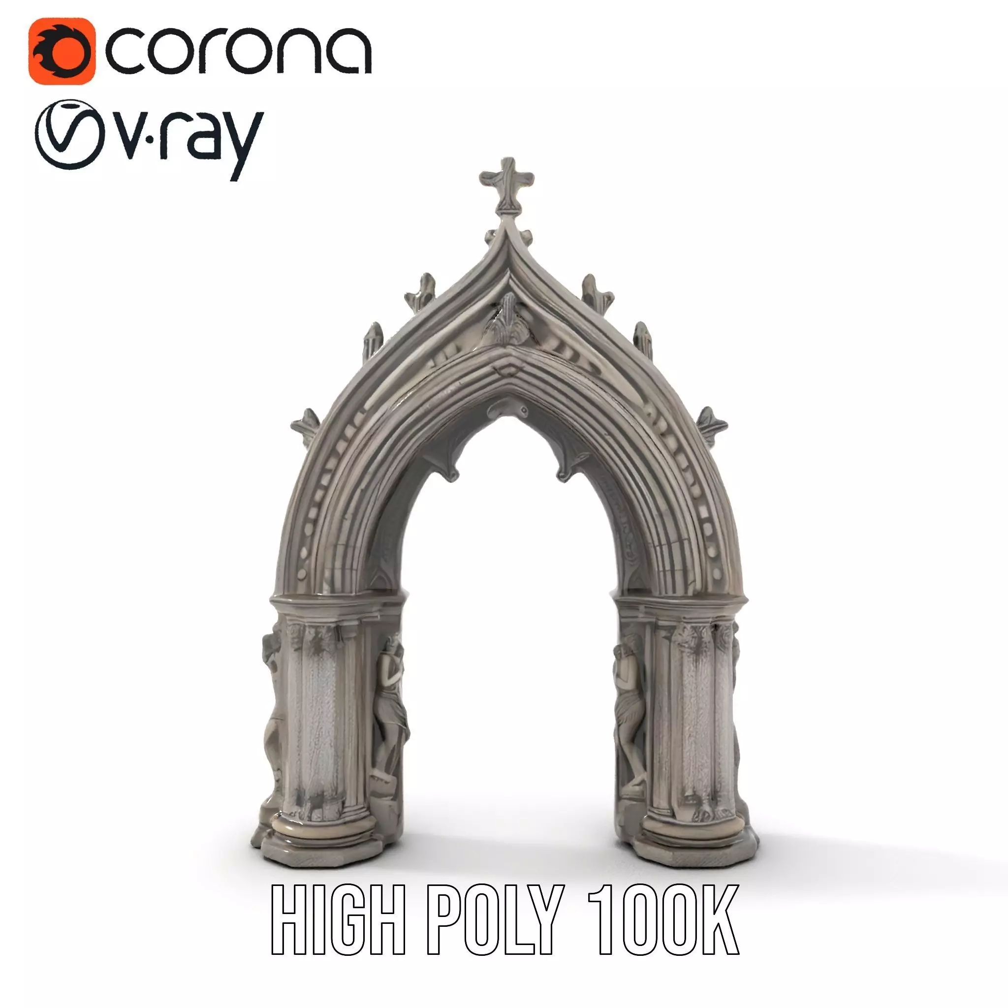 Gothic Stone Archway model pack Low-poly 3D model_15