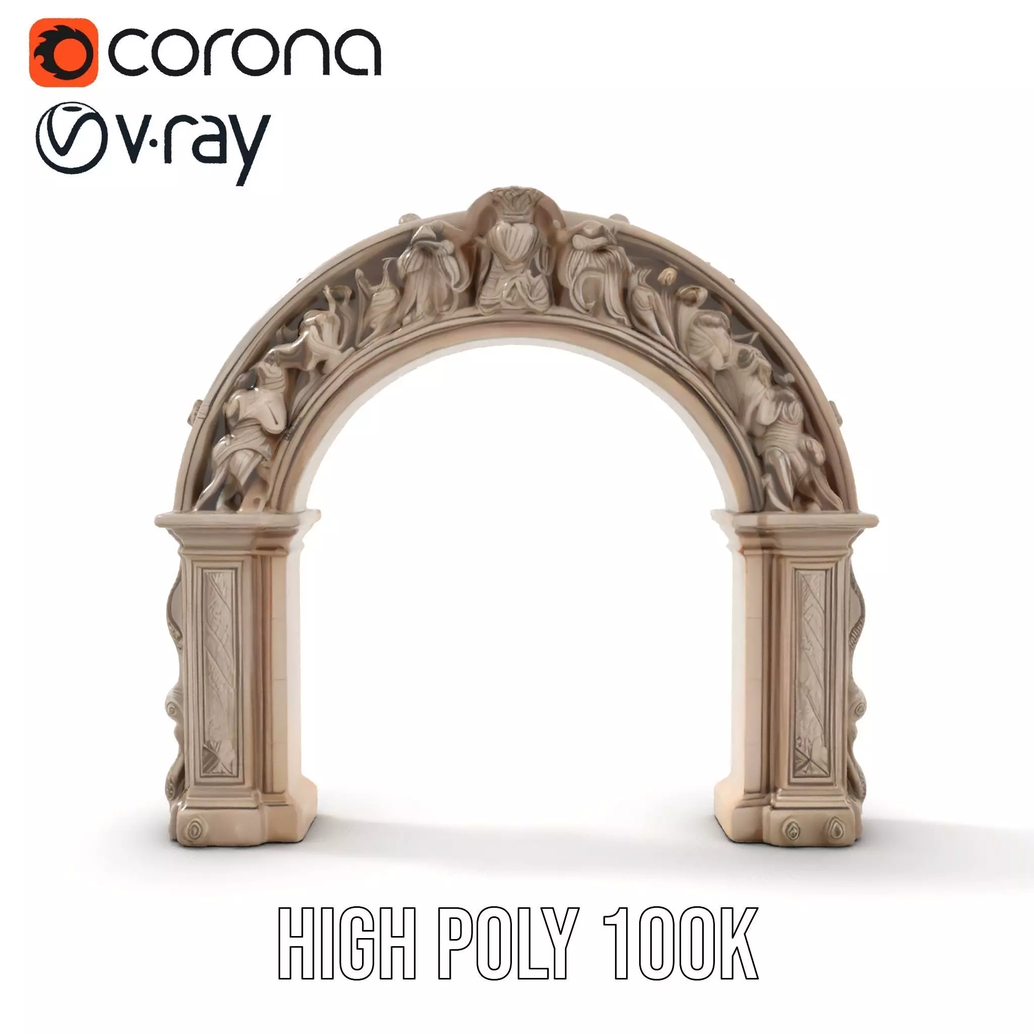 Ornate Classical Arch model pack Low-poly 3D model_21