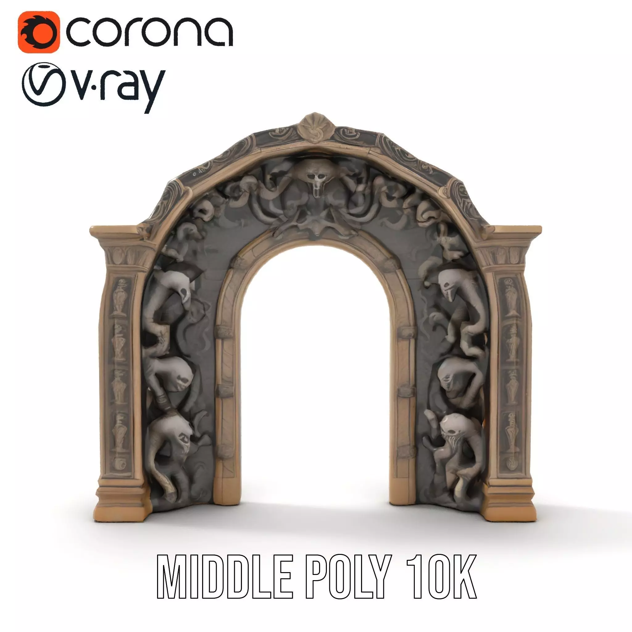 Gothic Skull Archway model pack Low-poly 3D model_6