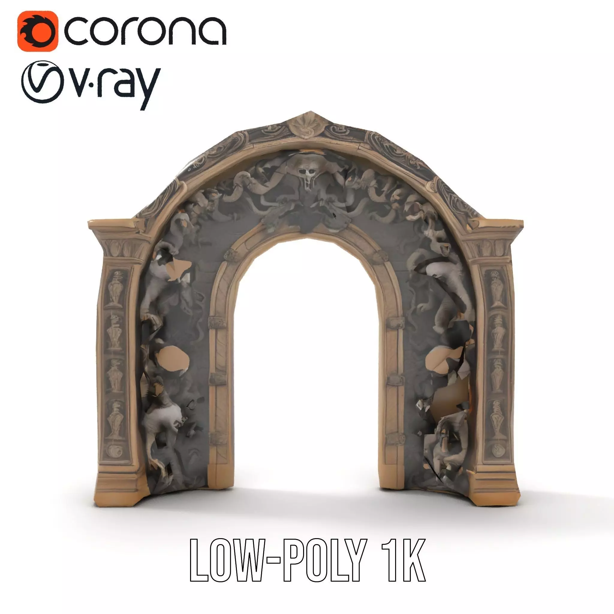 Gothic Skull Archway model pack Low-poly 3D model_19
