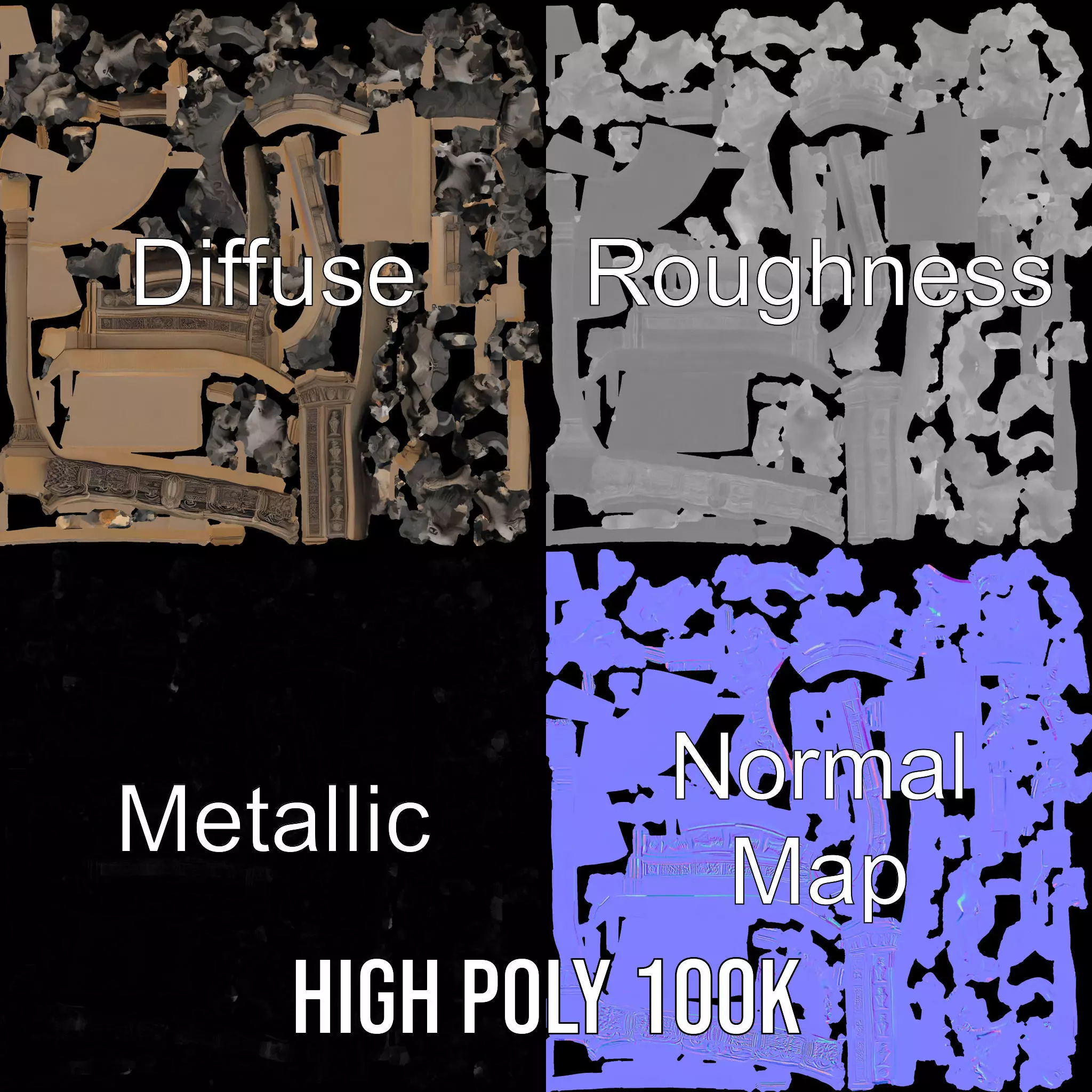 Gothic Skull Archway model pack Low-poly 3D model_3