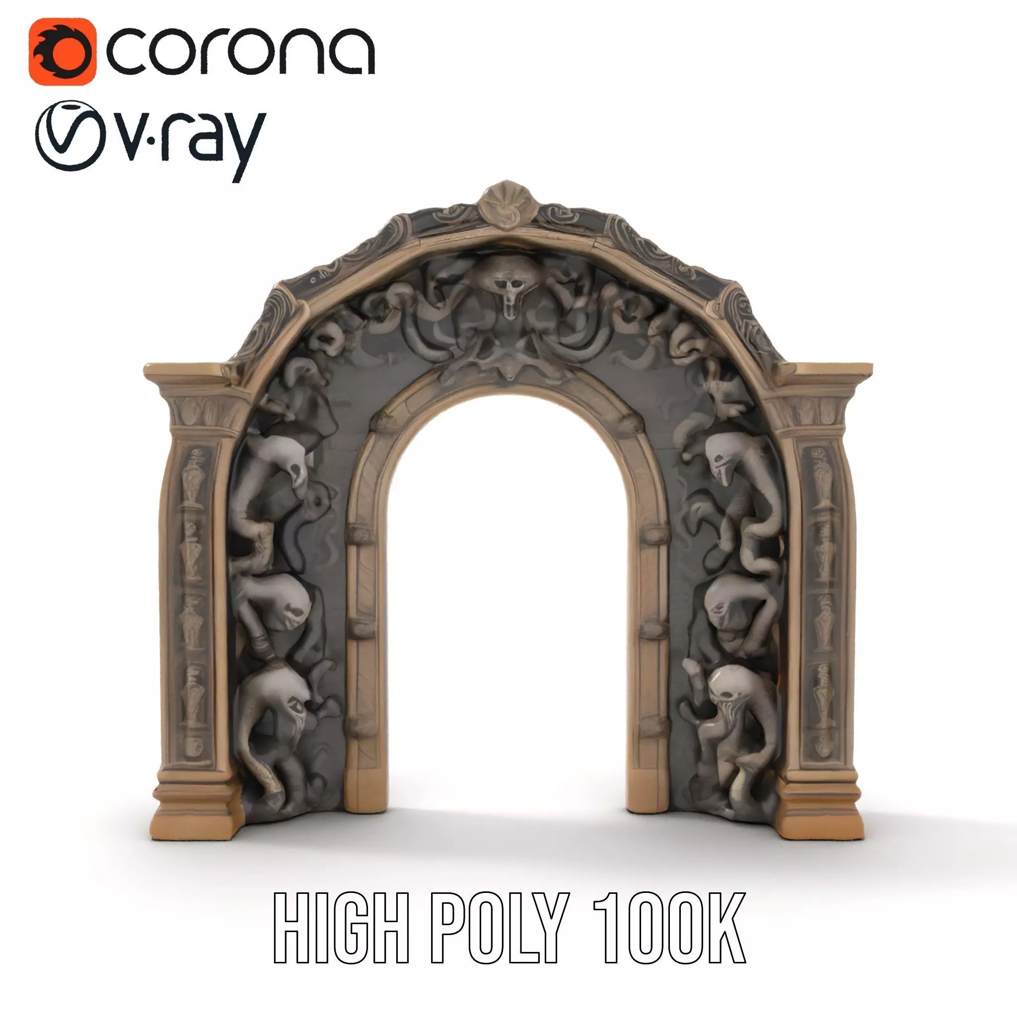 Gothic Skull Archway model pack Low-poly 3D model_20