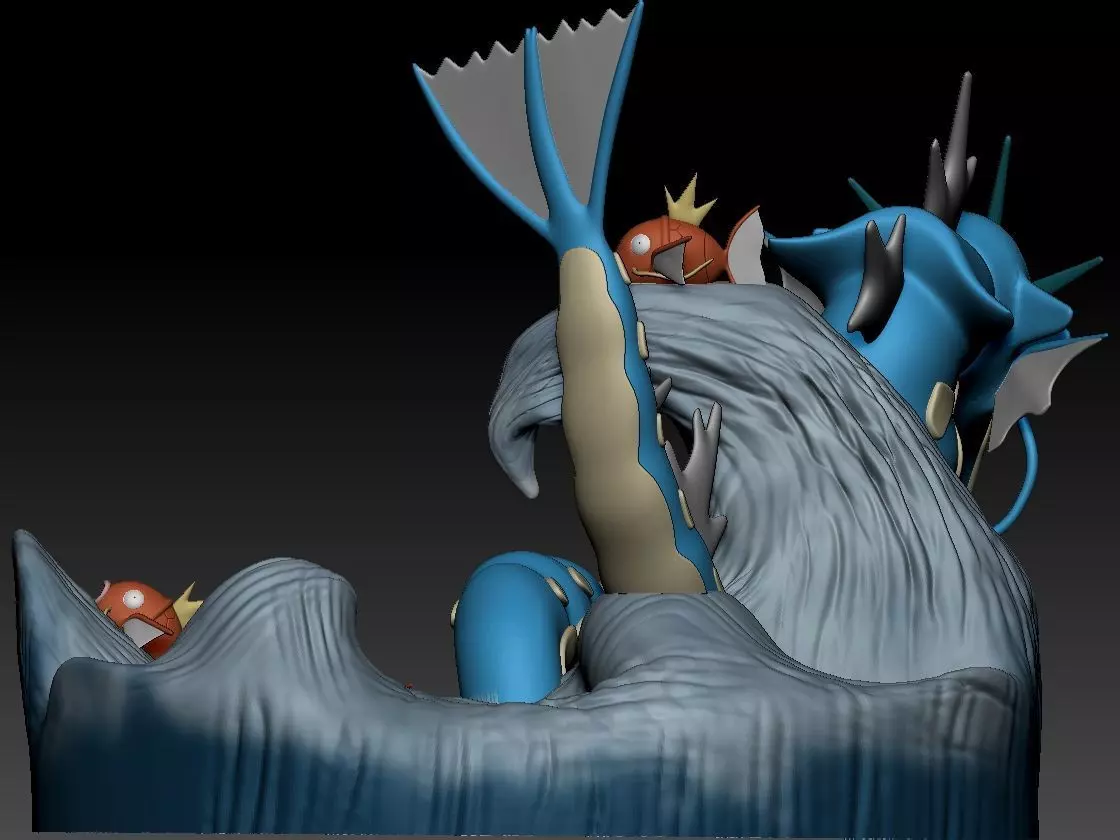 Gyarados Magikarp Diorama Pokemon Fanart 3D print model_9