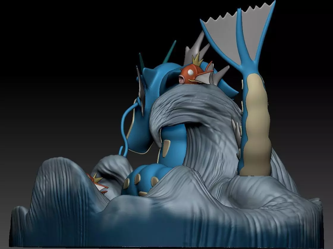 Gyarados Magikarp Diorama Pokemon Fanart 3D print model_3