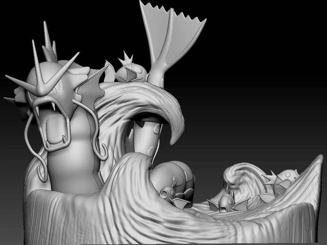 Gyarados Magikarp Diorama Pokemon Fanart 3D print model_2