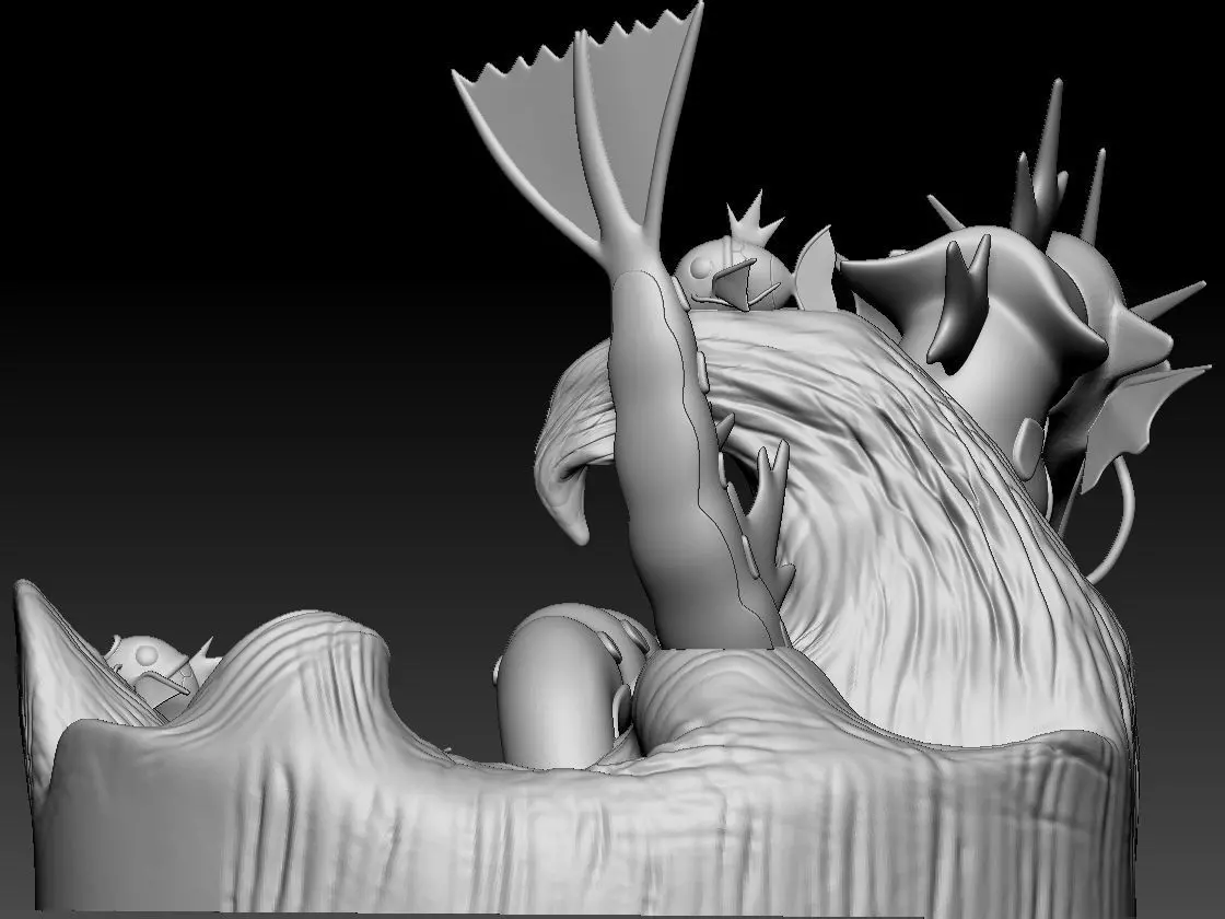 Gyarados Magikarp Diorama Pokemon Fanart 3D print model_7