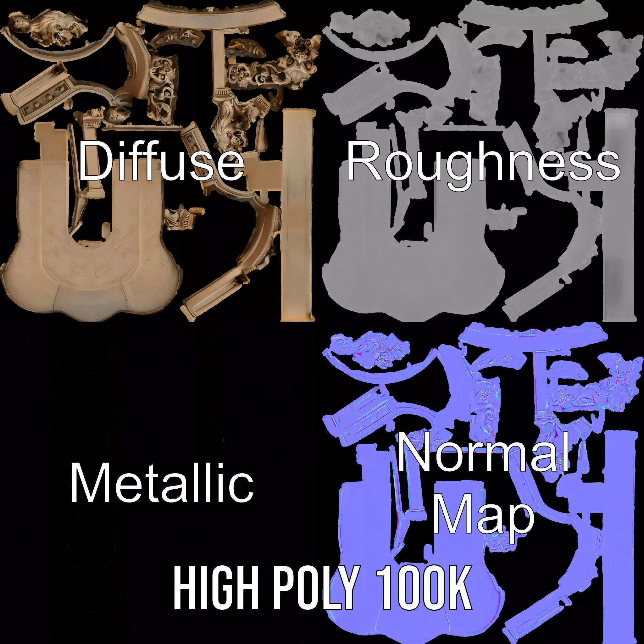 Gothic Stone Archway model pack Low-poly 3D model_3