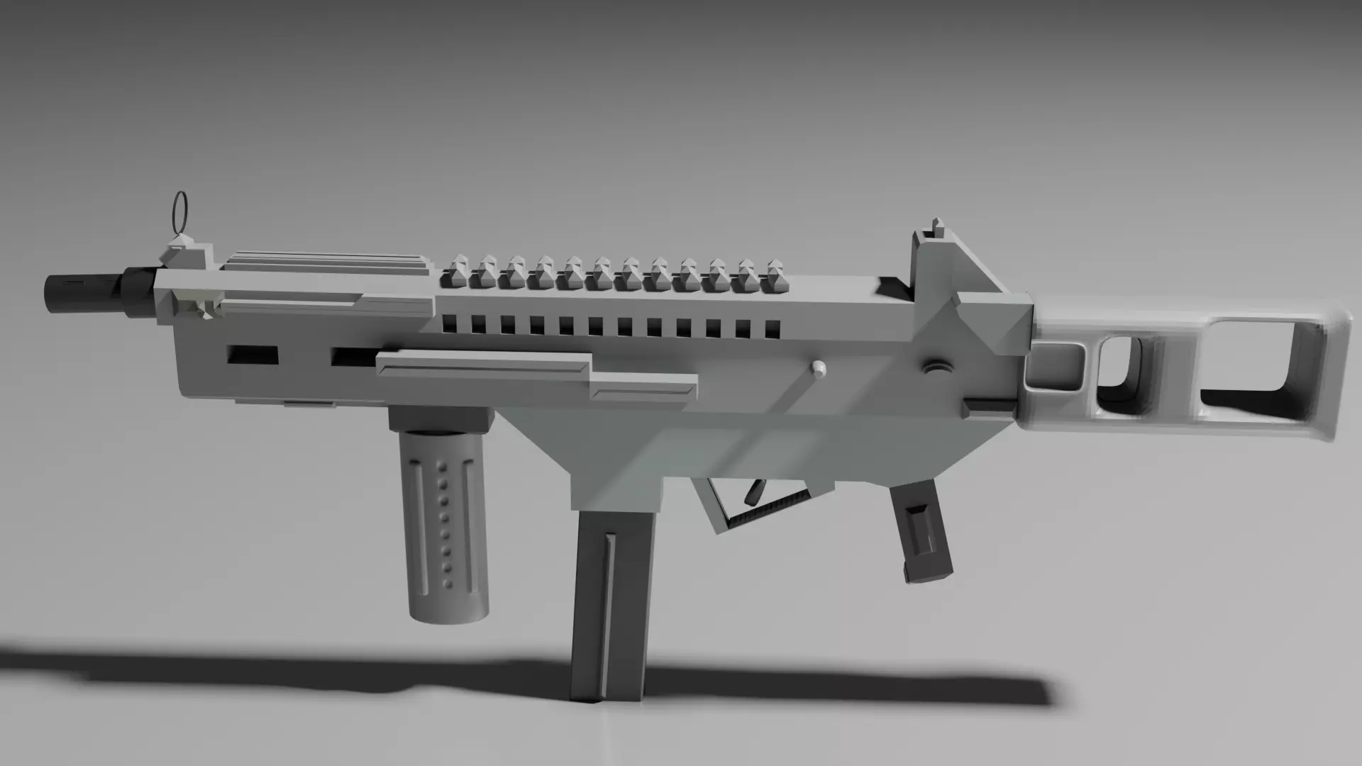 machine gun Low-poly 3D model_0