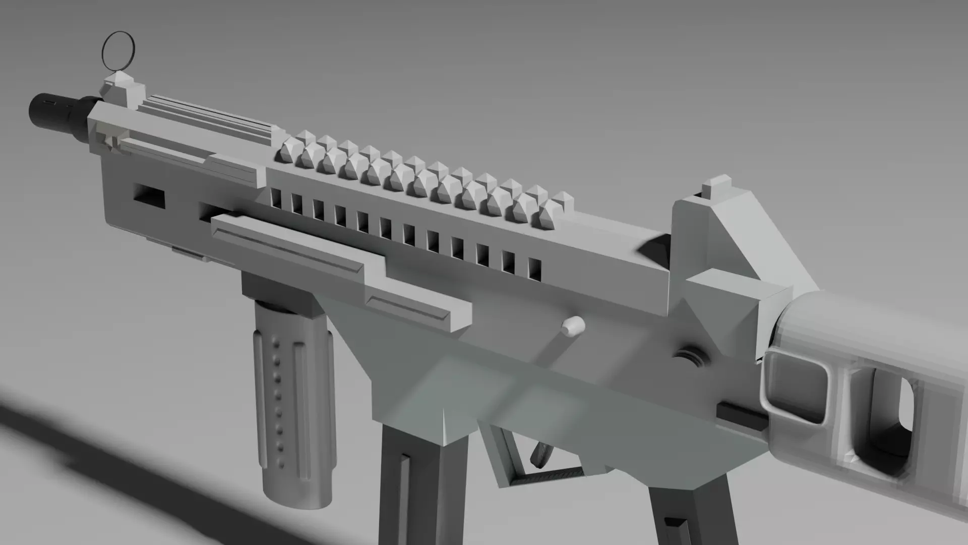 machine gun Low-poly 3D model_1