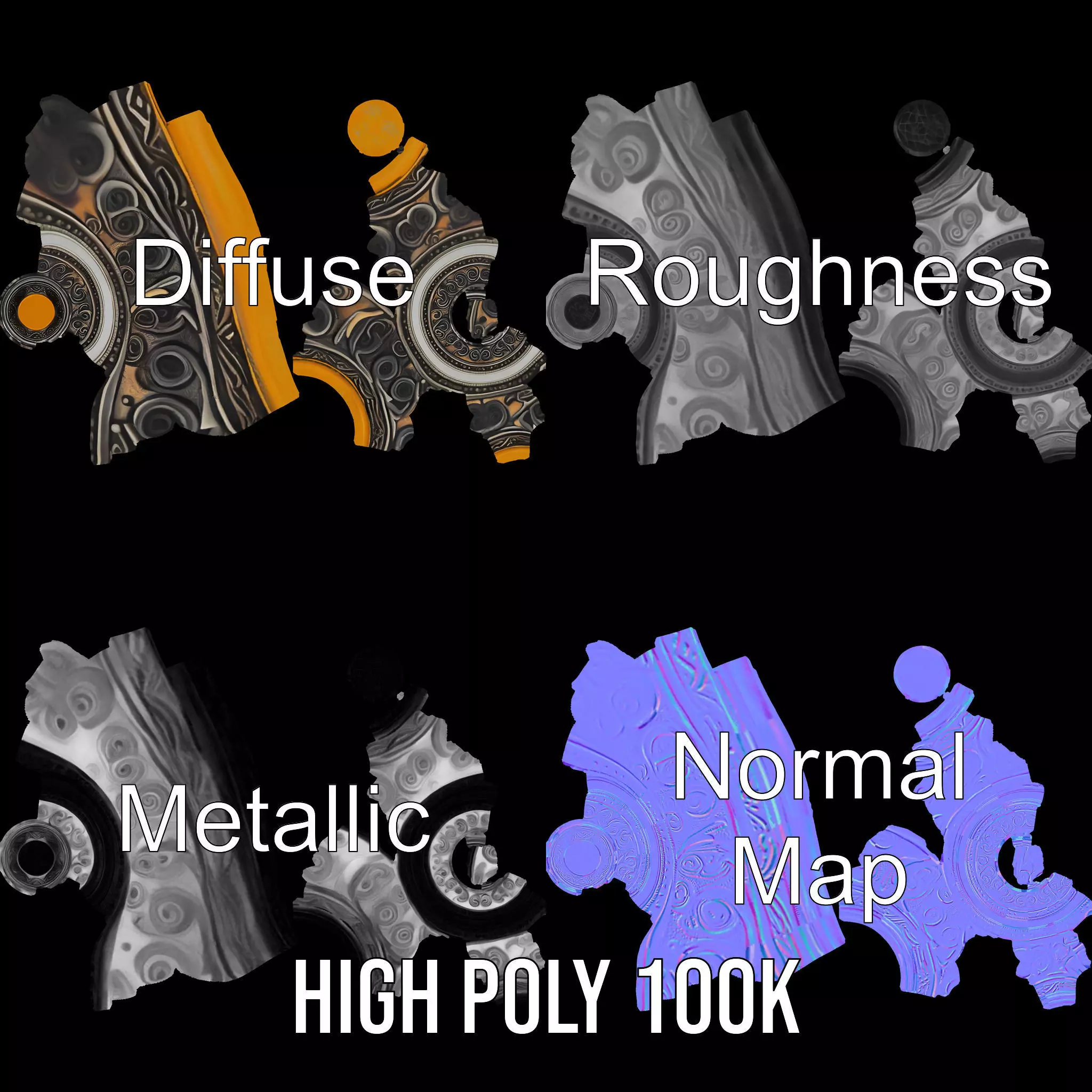 Ancient Amulet model pack Low-poly 3D model_3