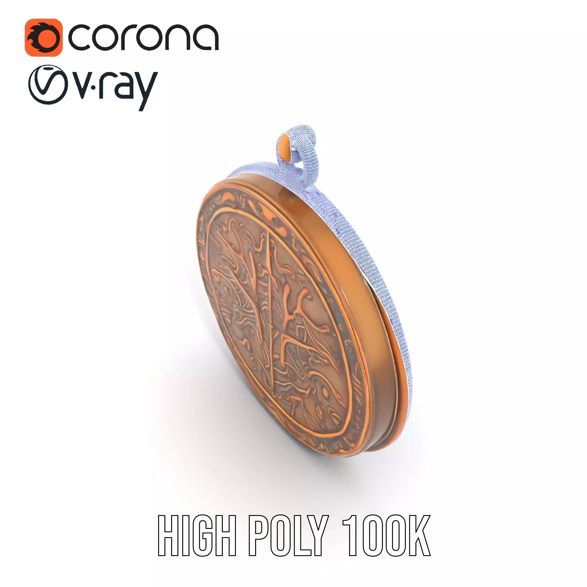 Vintage Turquoise Pendant model pack Low-poly 3D model_32