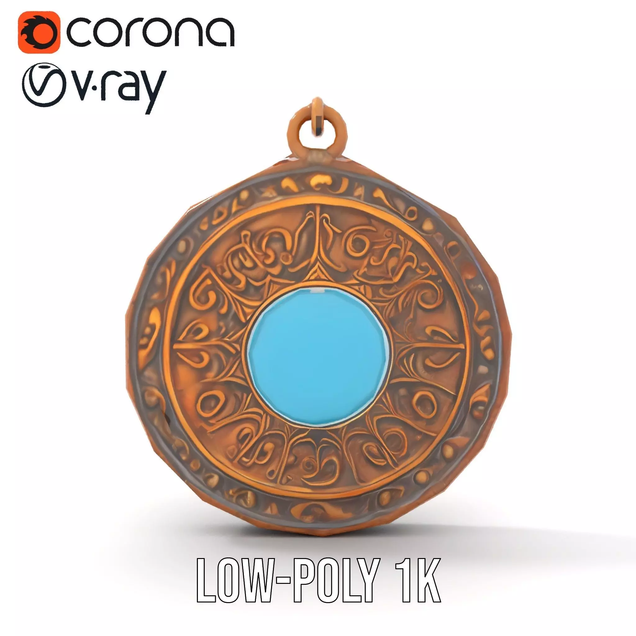Vintage Turquoise Pendant model pack Low-poly 3D model_17