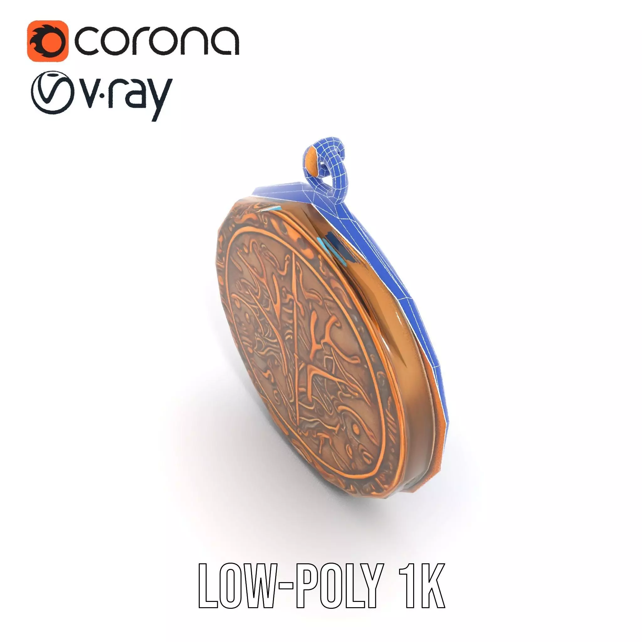 Vintage Turquoise Pendant model pack Low-poly 3D model_9