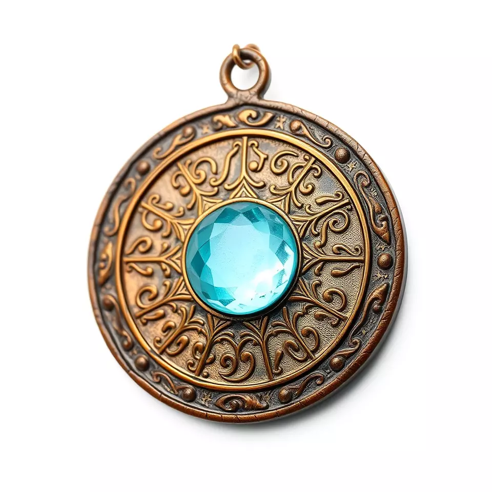 Vintage Turquoise Pendant model pack Low-poly 3D model_2