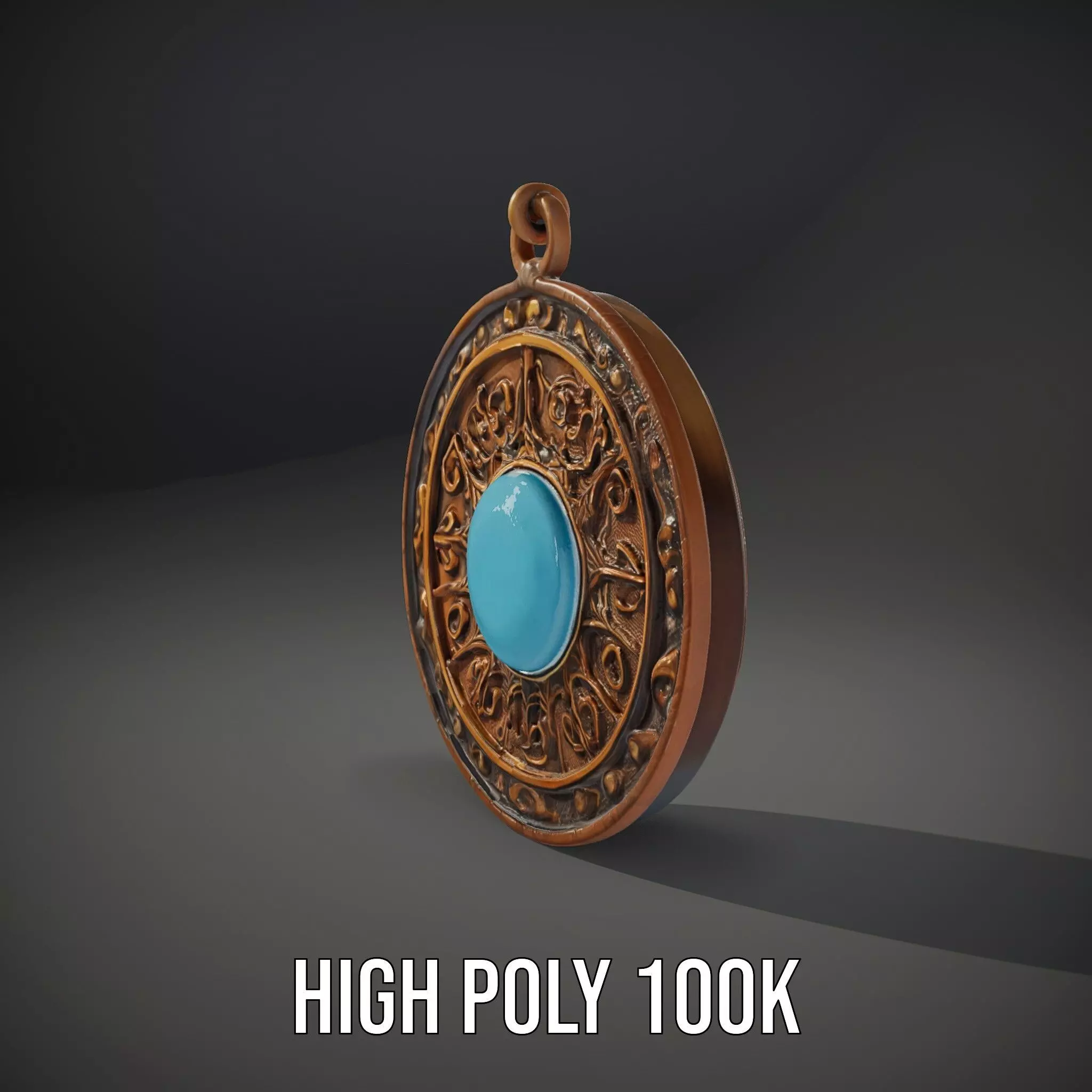 Vintage Turquoise Pendant model pack Low-poly 3D model_8