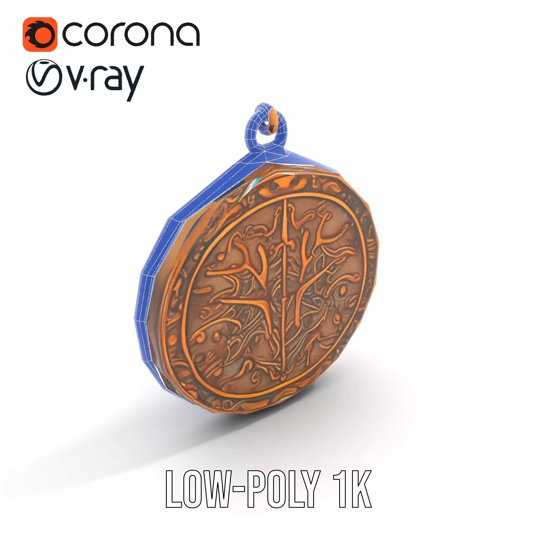 Vintage Turquoise Pendant model pack Low-poly 3D model_25