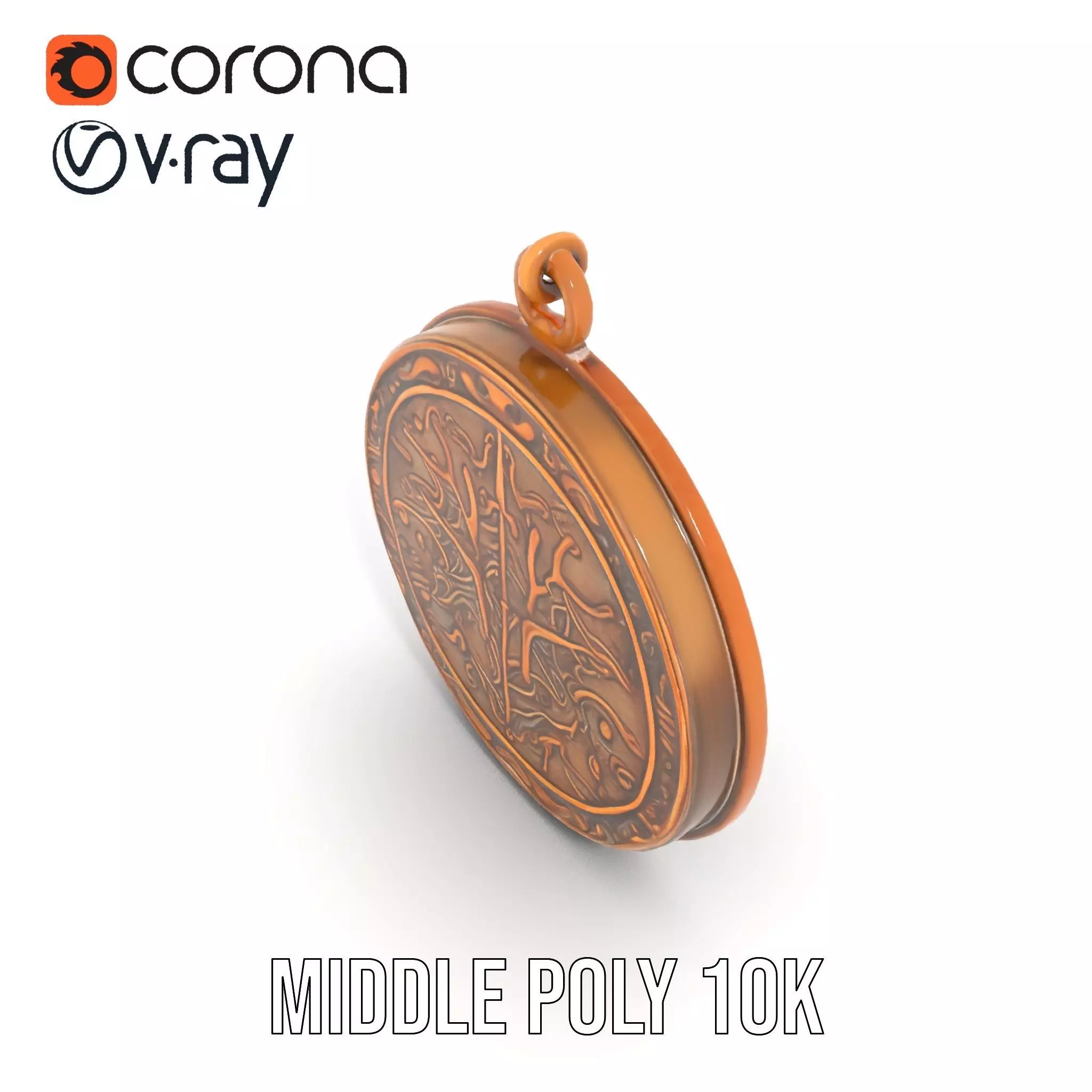 Vintage Turquoise Pendant model pack Low-poly 3D model_6