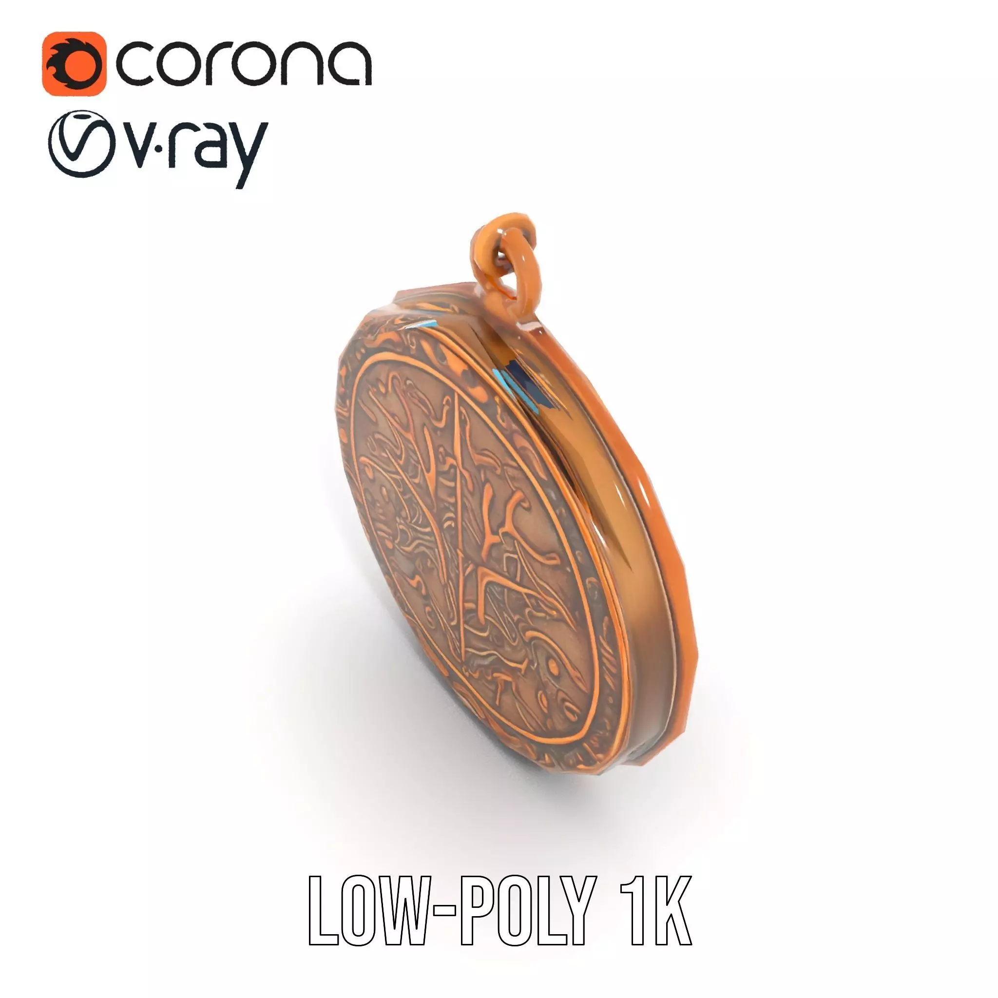 Vintage Turquoise Pendant model pack Low-poly 3D model_7