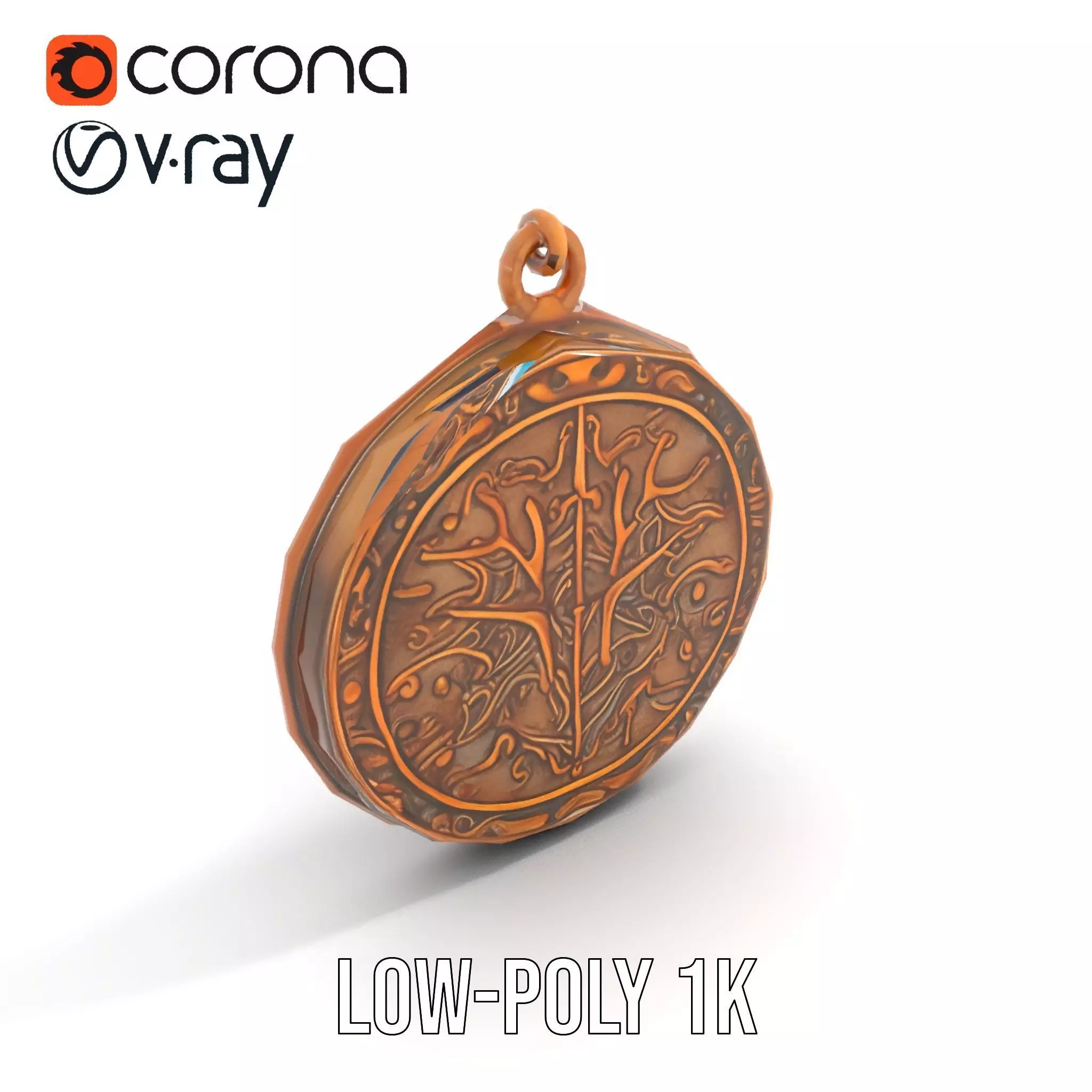 Vintage Turquoise Pendant model pack Low-poly 3D model_12