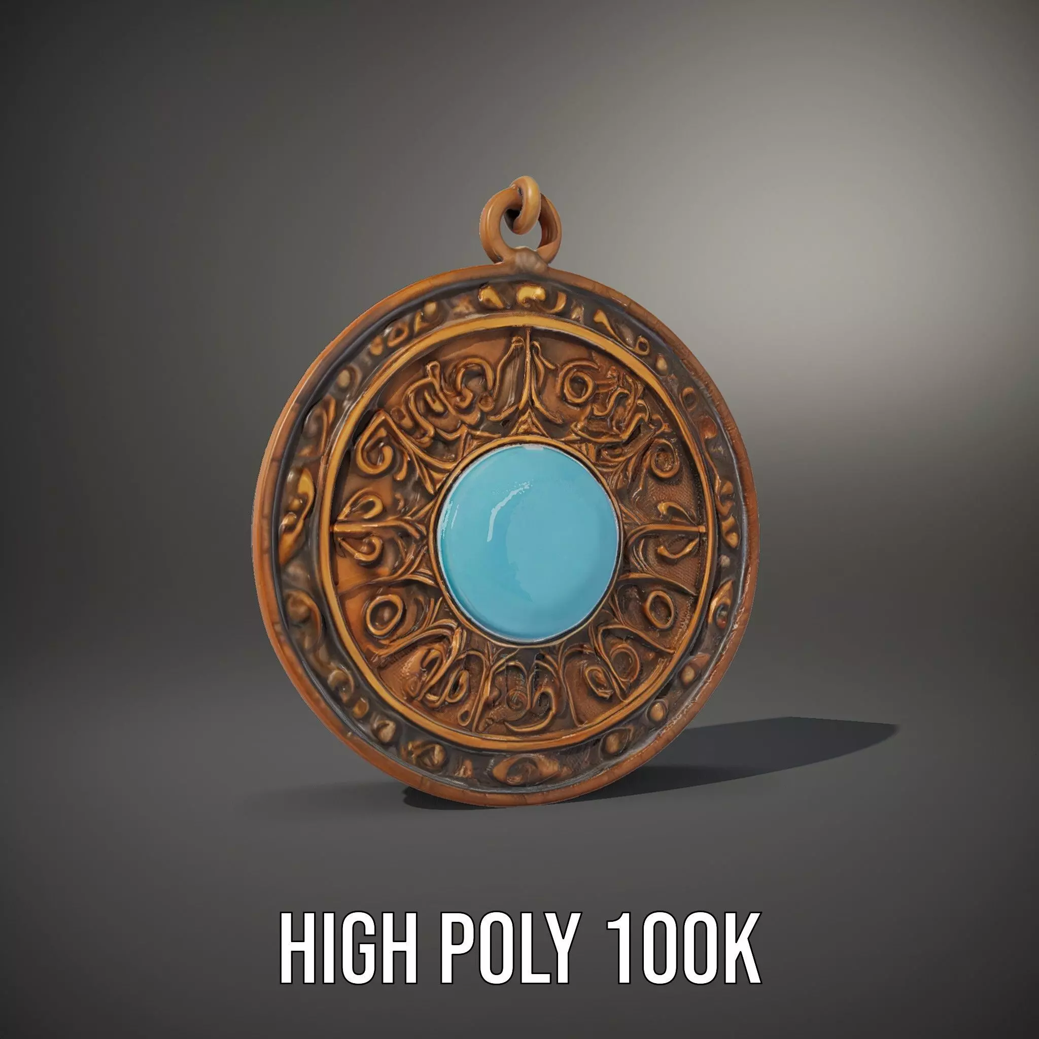 Vintage Turquoise Pendant model pack Low-poly 3D model_10