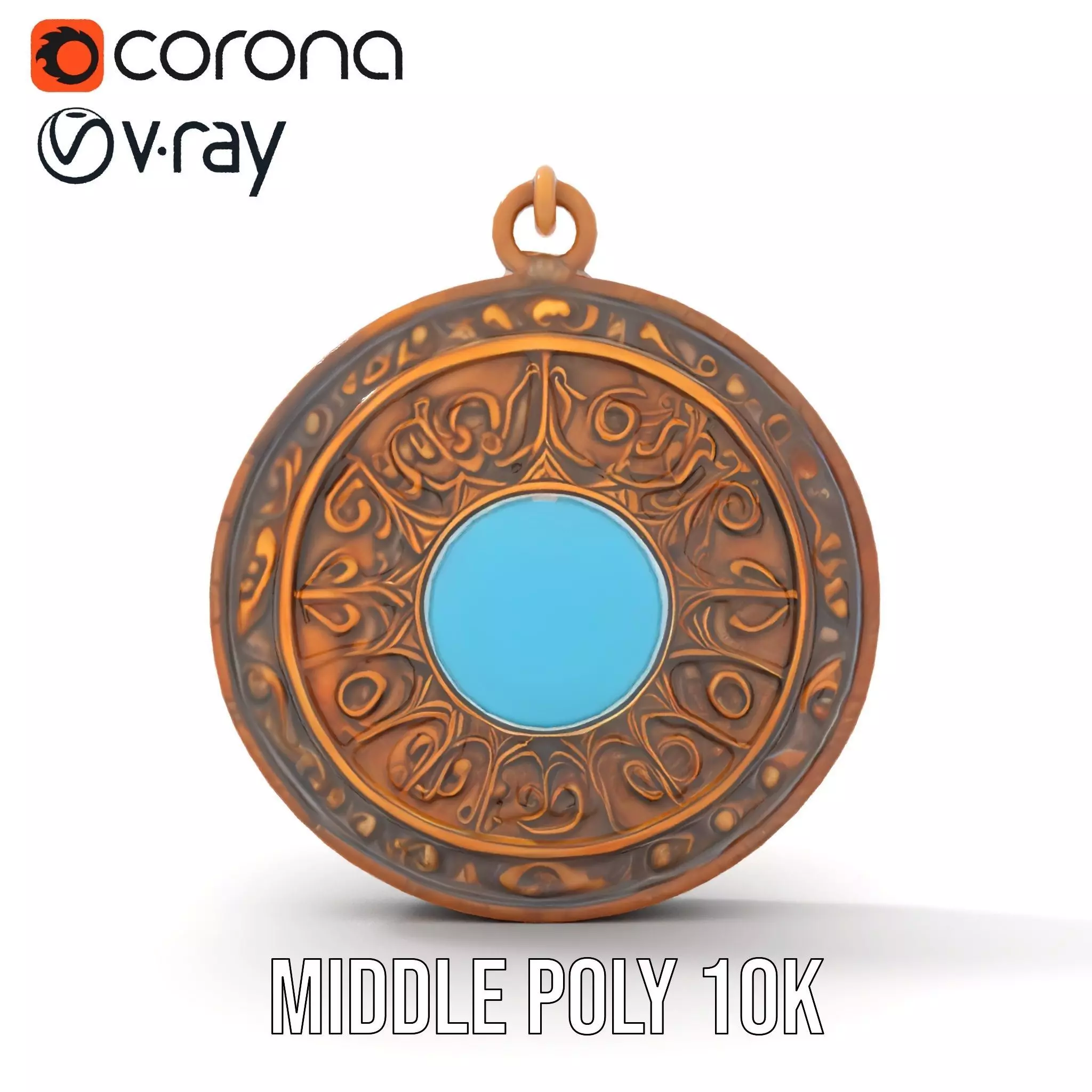 Vintage Turquoise Pendant model pack Low-poly 3D model_21