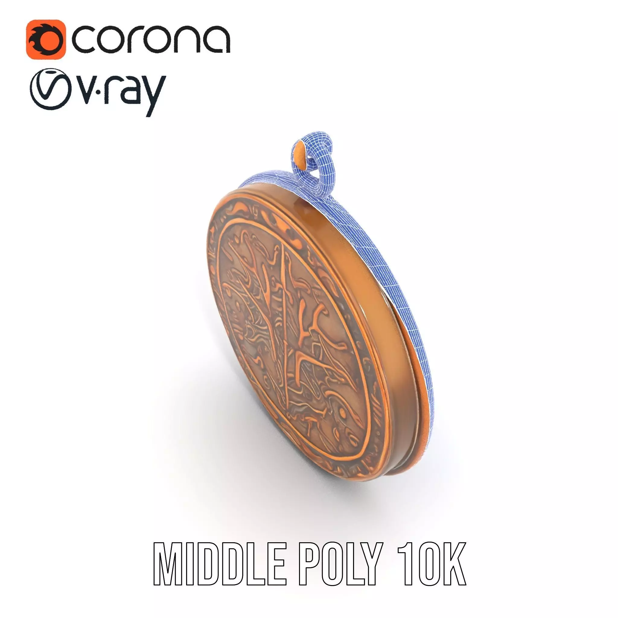 Vintage Turquoise Pendant model pack Low-poly 3D model_13