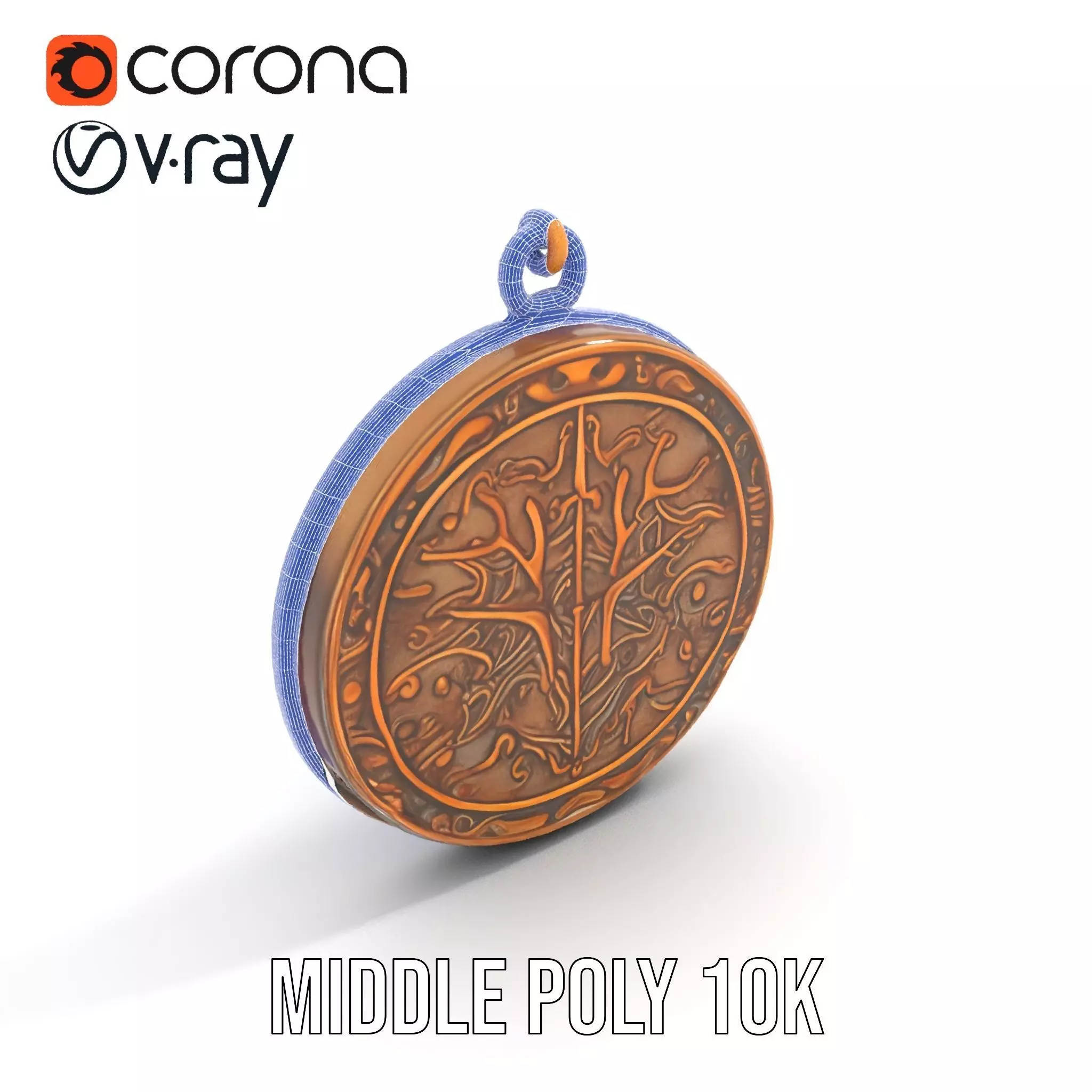 Vintage Turquoise Pendant model pack Low-poly 3D model_29