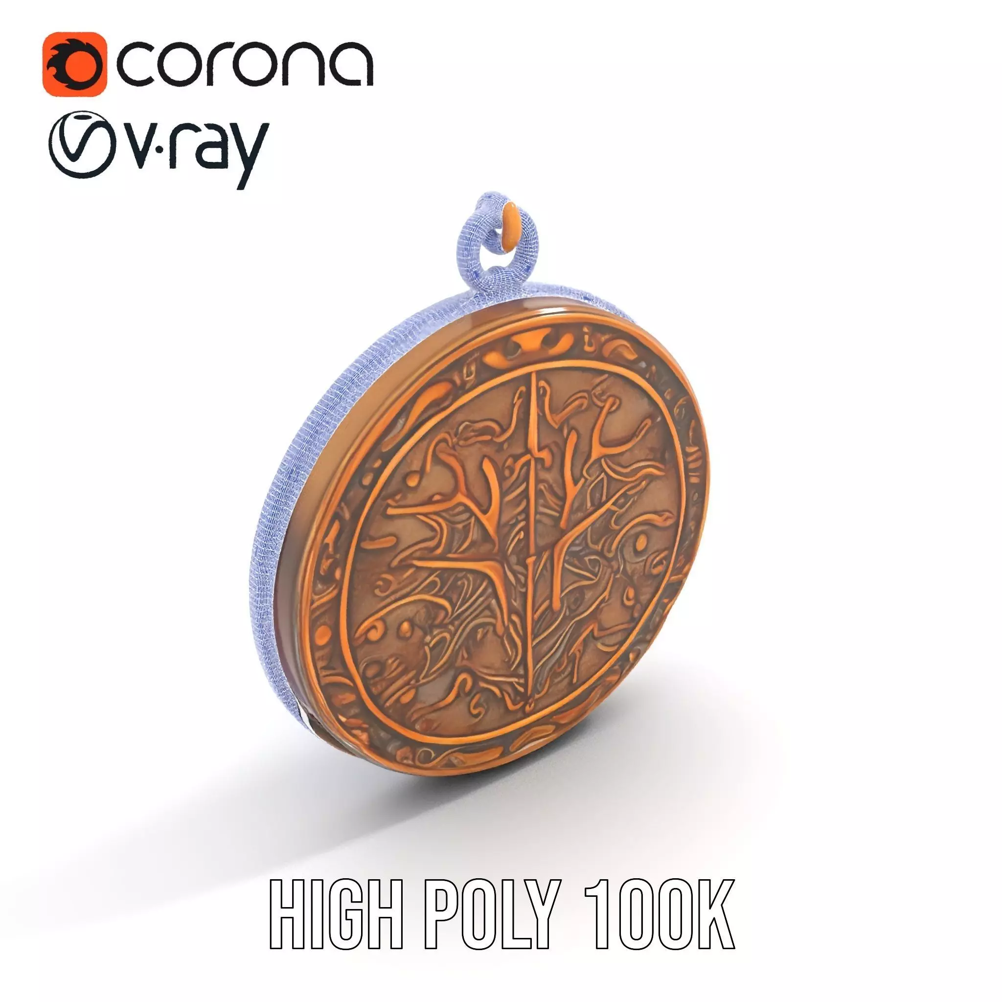 Vintage Turquoise Pendant model pack Low-poly 3D model_20