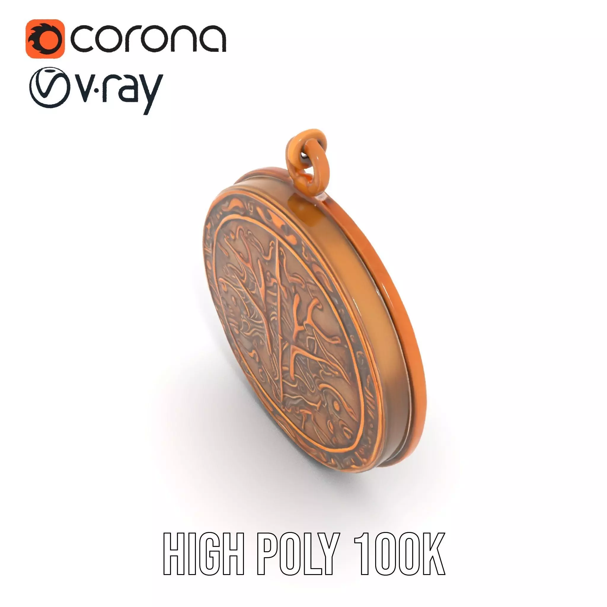 Vintage Turquoise Pendant model pack Low-poly 3D model_31