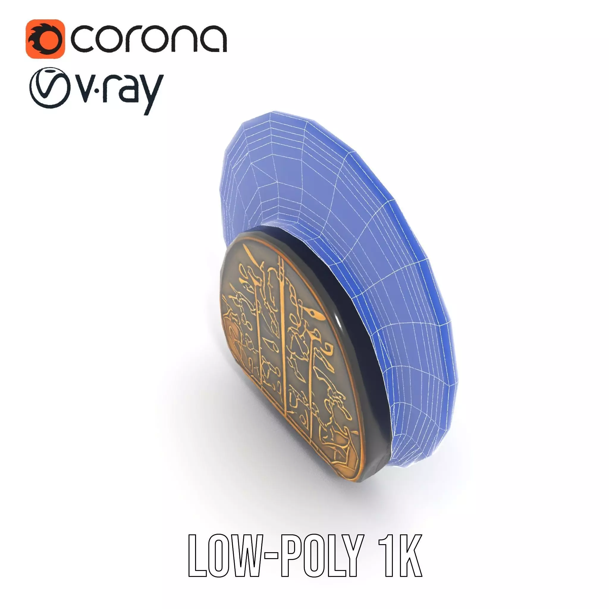 Intricate Brass Medallion model pack Low-poly 3D model_17