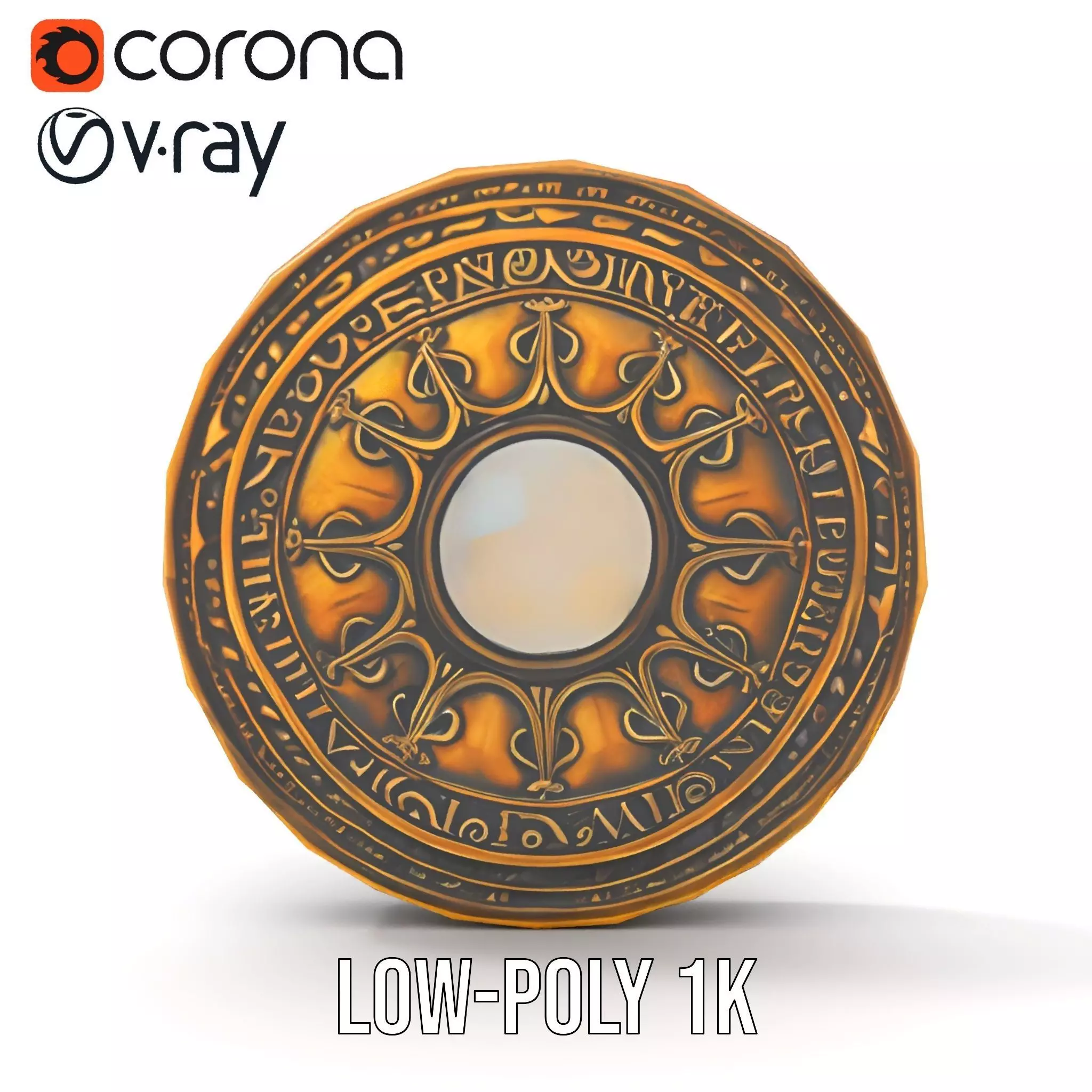 Intricate Brass Medallion model pack Low-poly 3D model_25