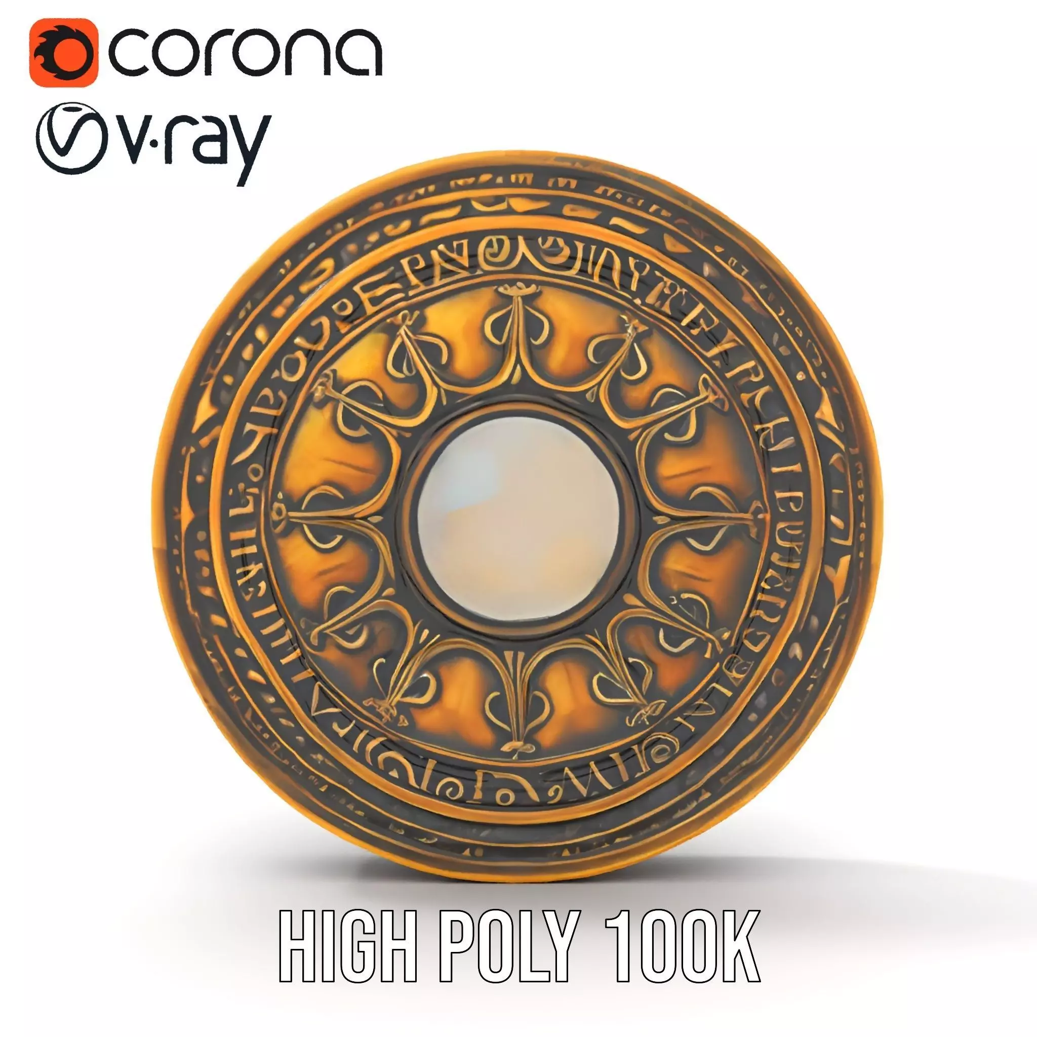 Intricate Brass Medallion model pack Low-poly 3D model_28