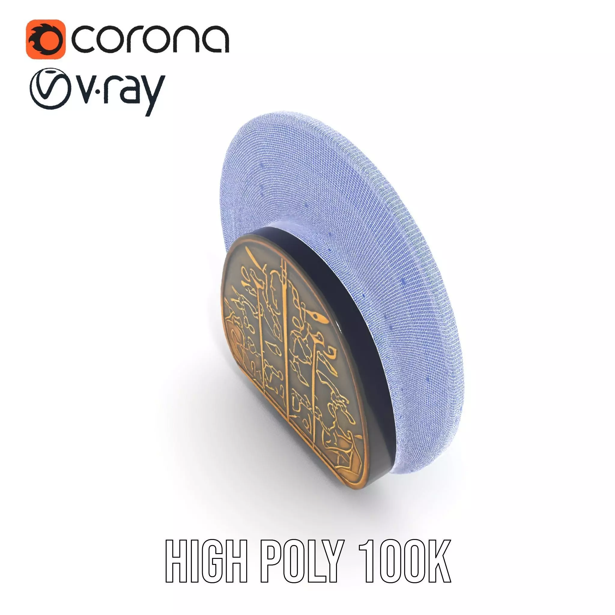 Intricate Brass Medallion model pack Low-poly 3D model_33