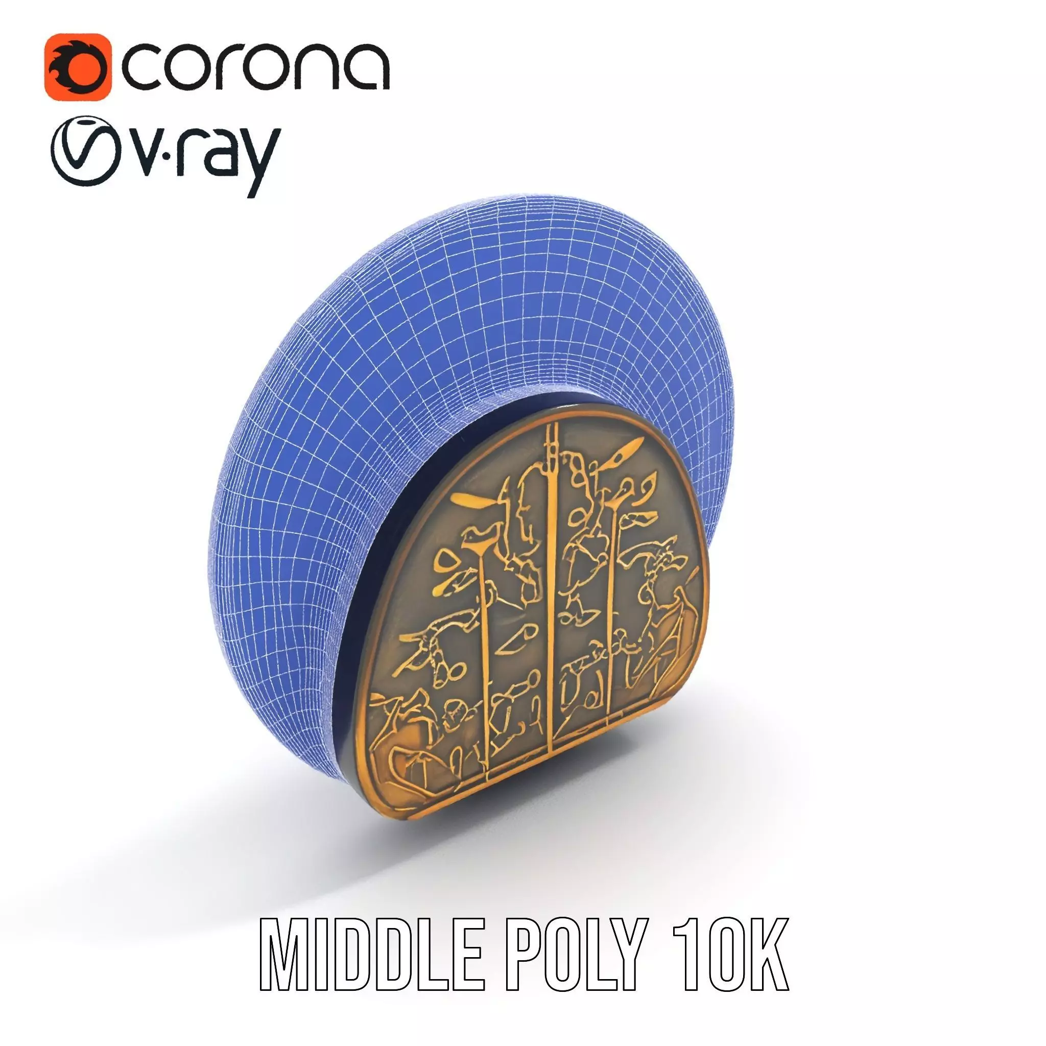Intricate Brass Medallion model pack Low-poly 3D model_24