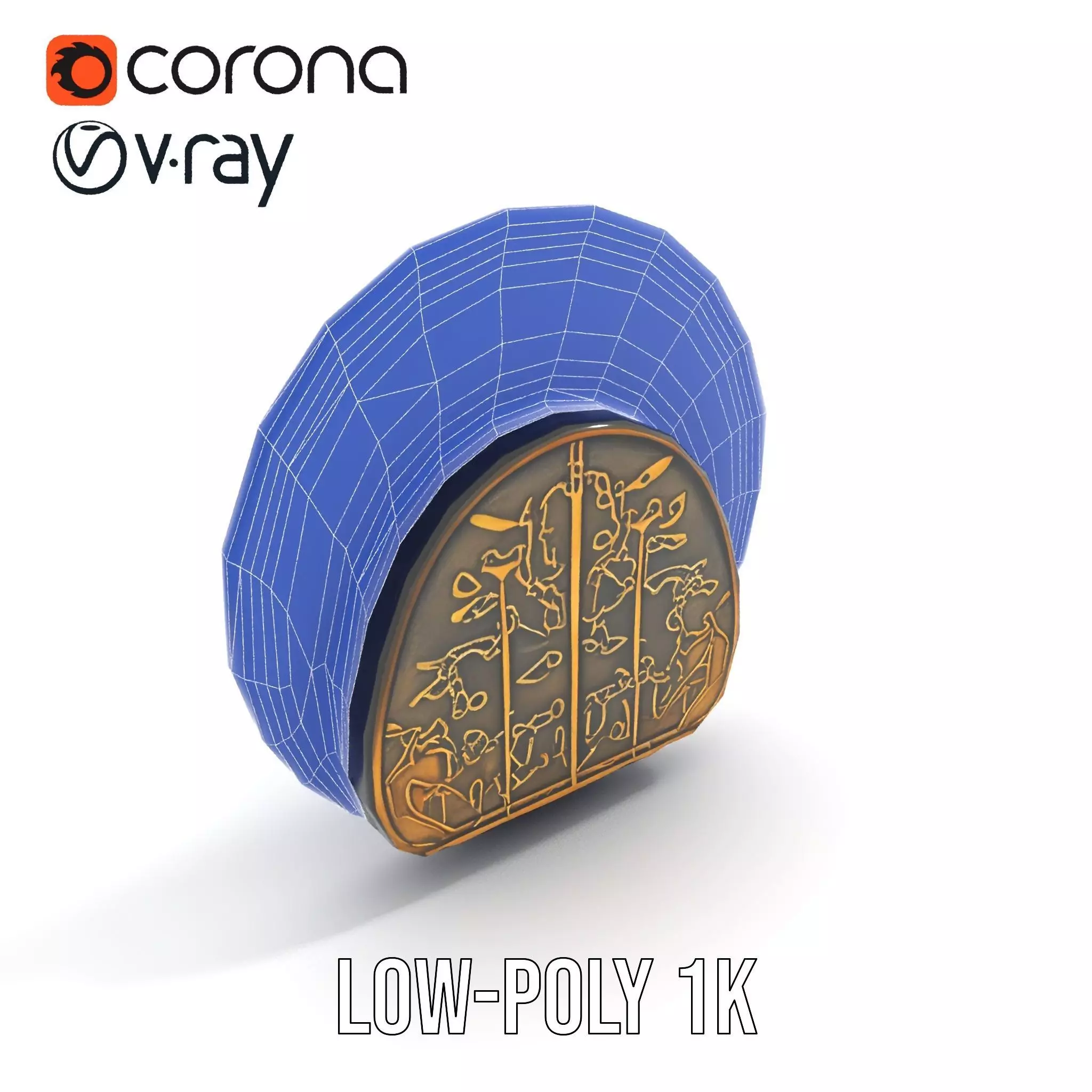 Intricate Brass Medallion model pack Low-poly 3D model_27