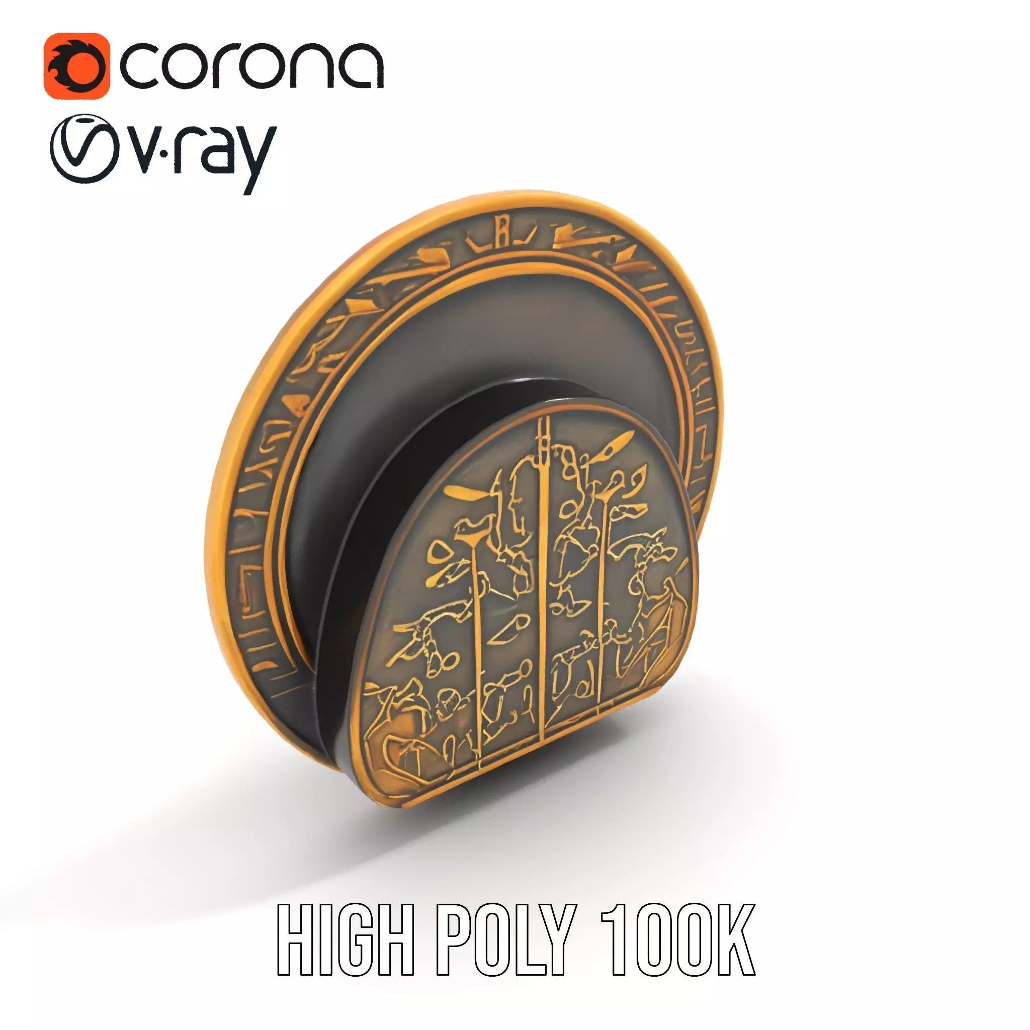 Intricate Brass Medallion model pack Low-poly 3D model_23
