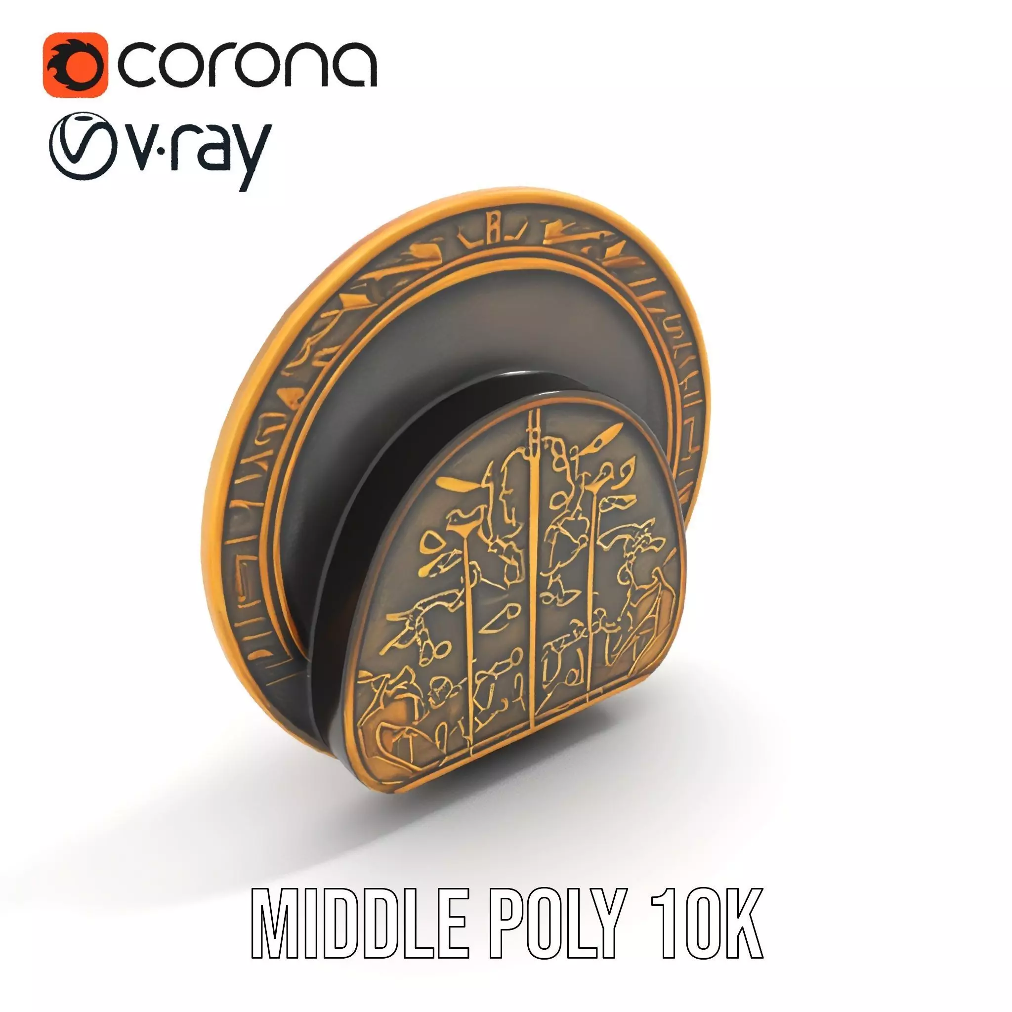 Intricate Brass Medallion model pack Low-poly 3D model_13