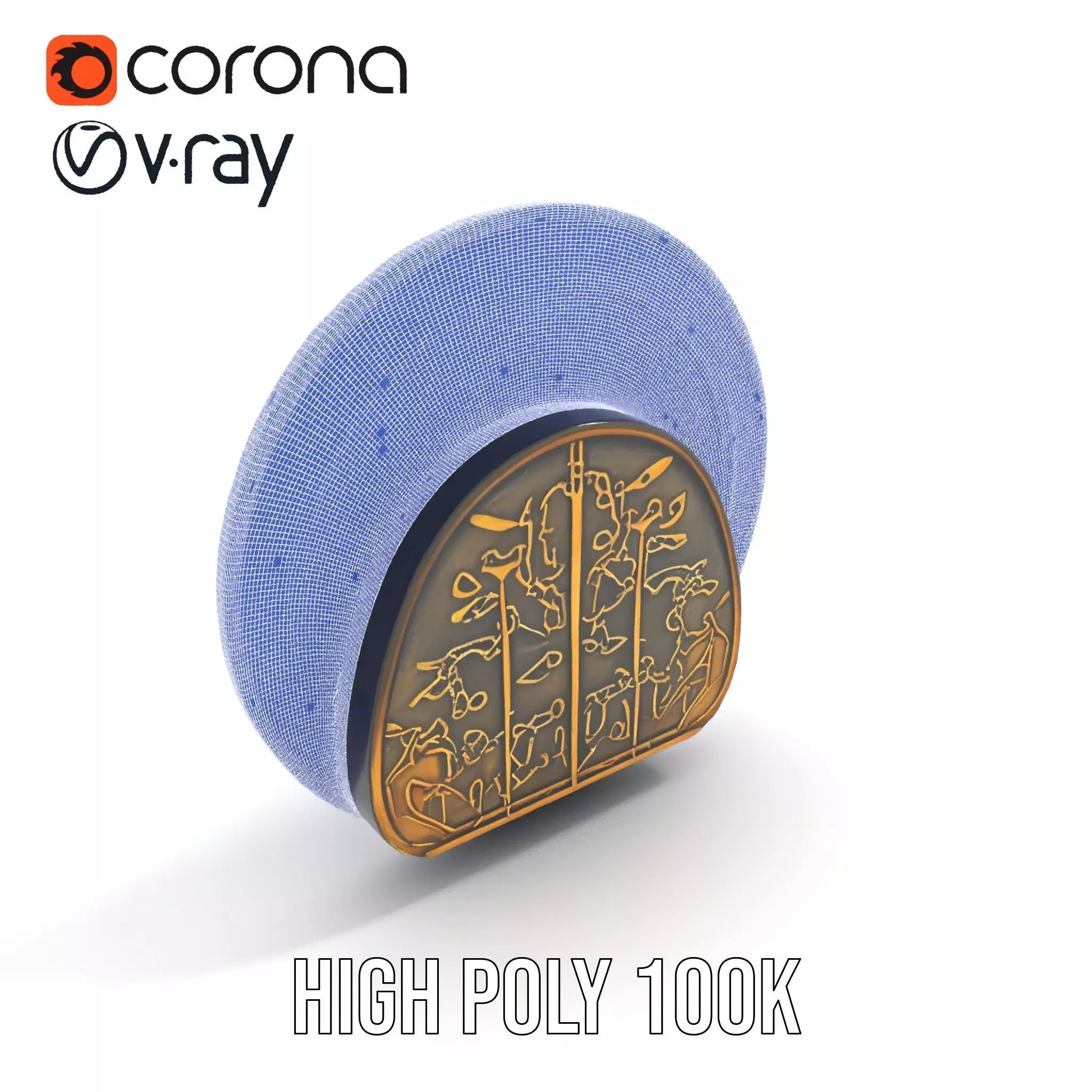 Intricate Brass Medallion model pack Low-poly 3D model_31