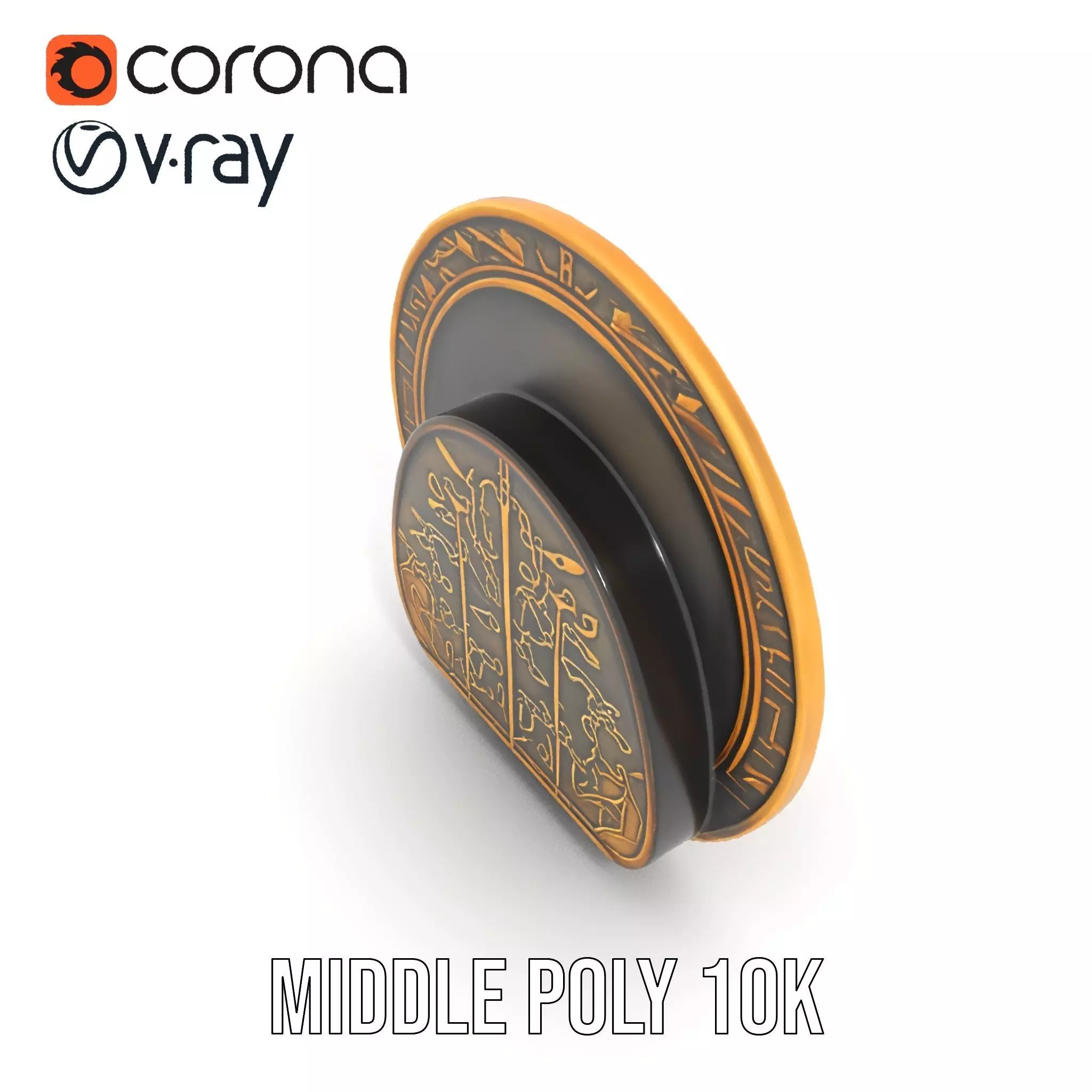 Intricate Brass Medallion model pack Low-poly 3D model_5