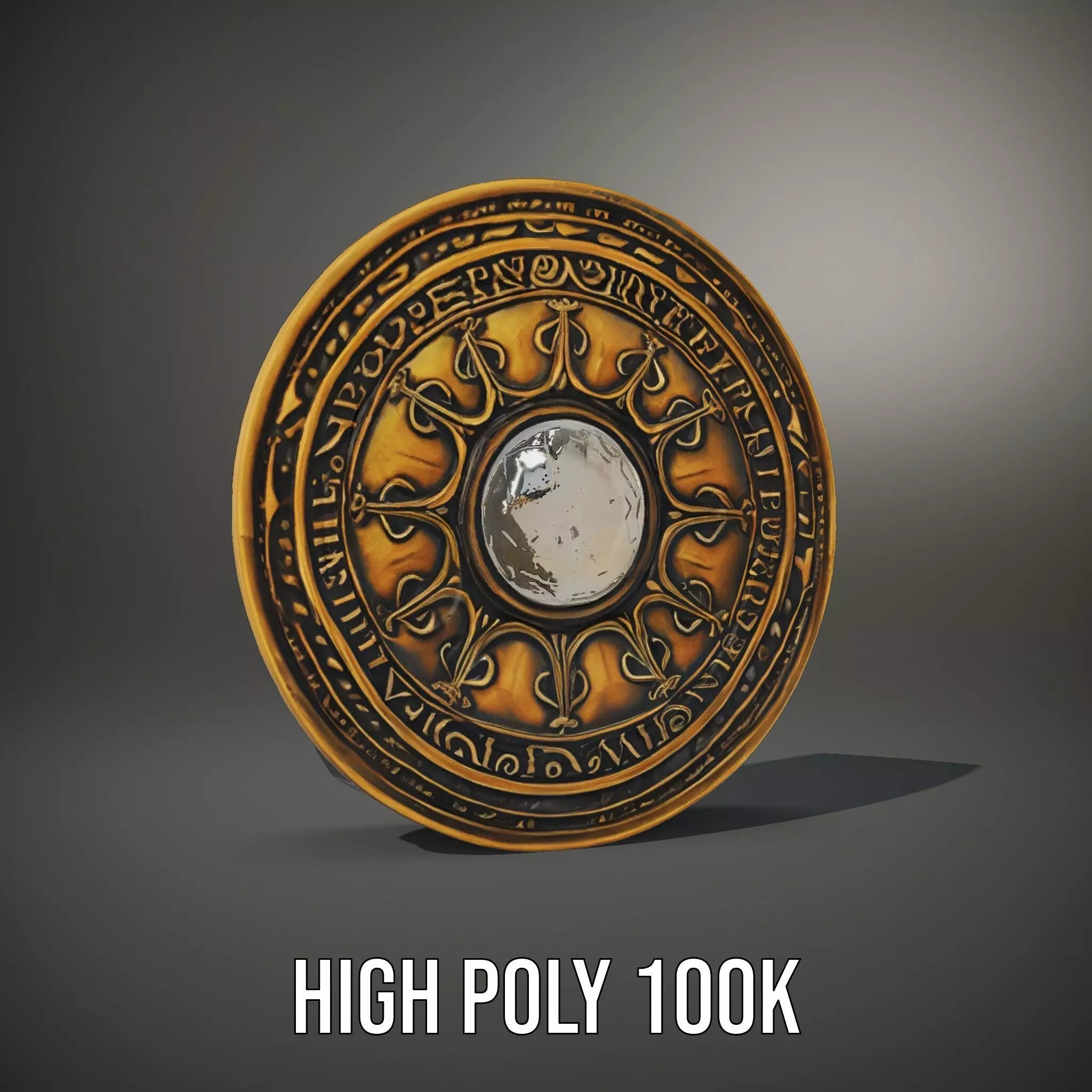Intricate Brass Medallion model pack Low-poly 3D model_8