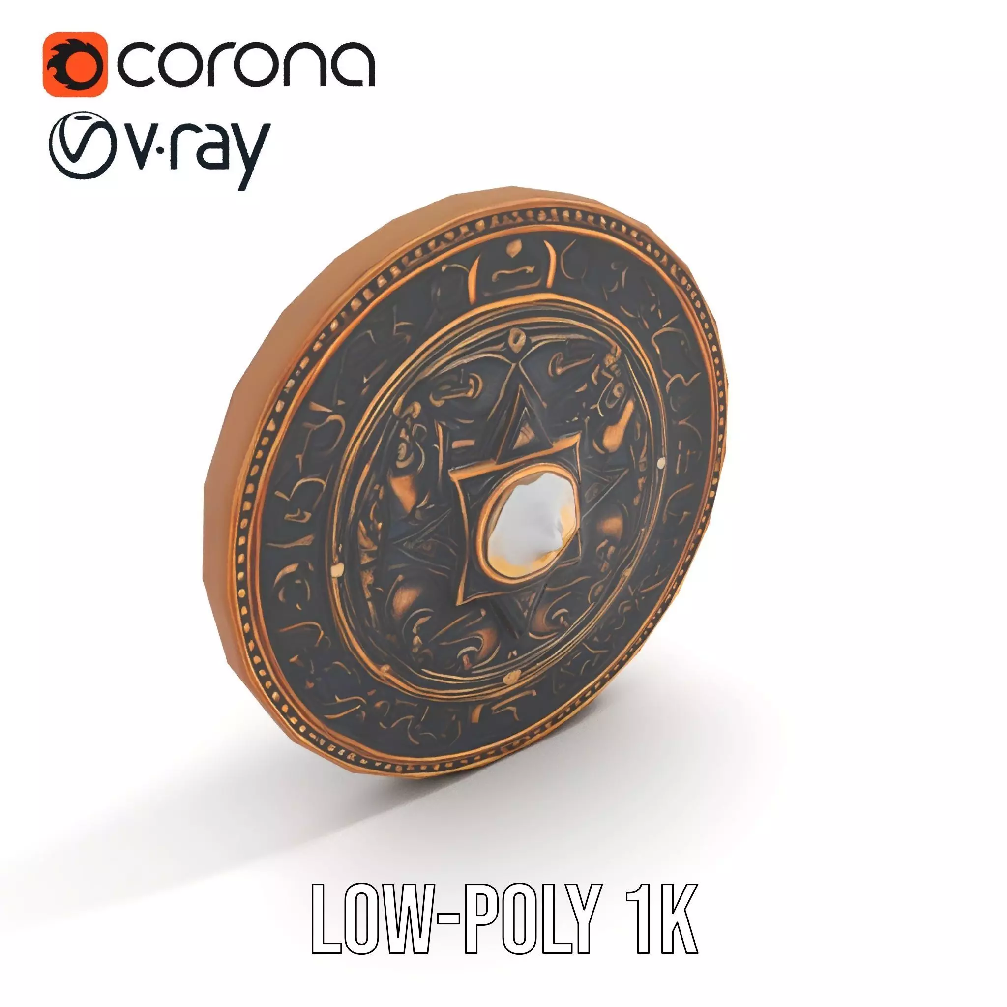 Ornate Brass Medallion model pack Low-poly 3D model_11