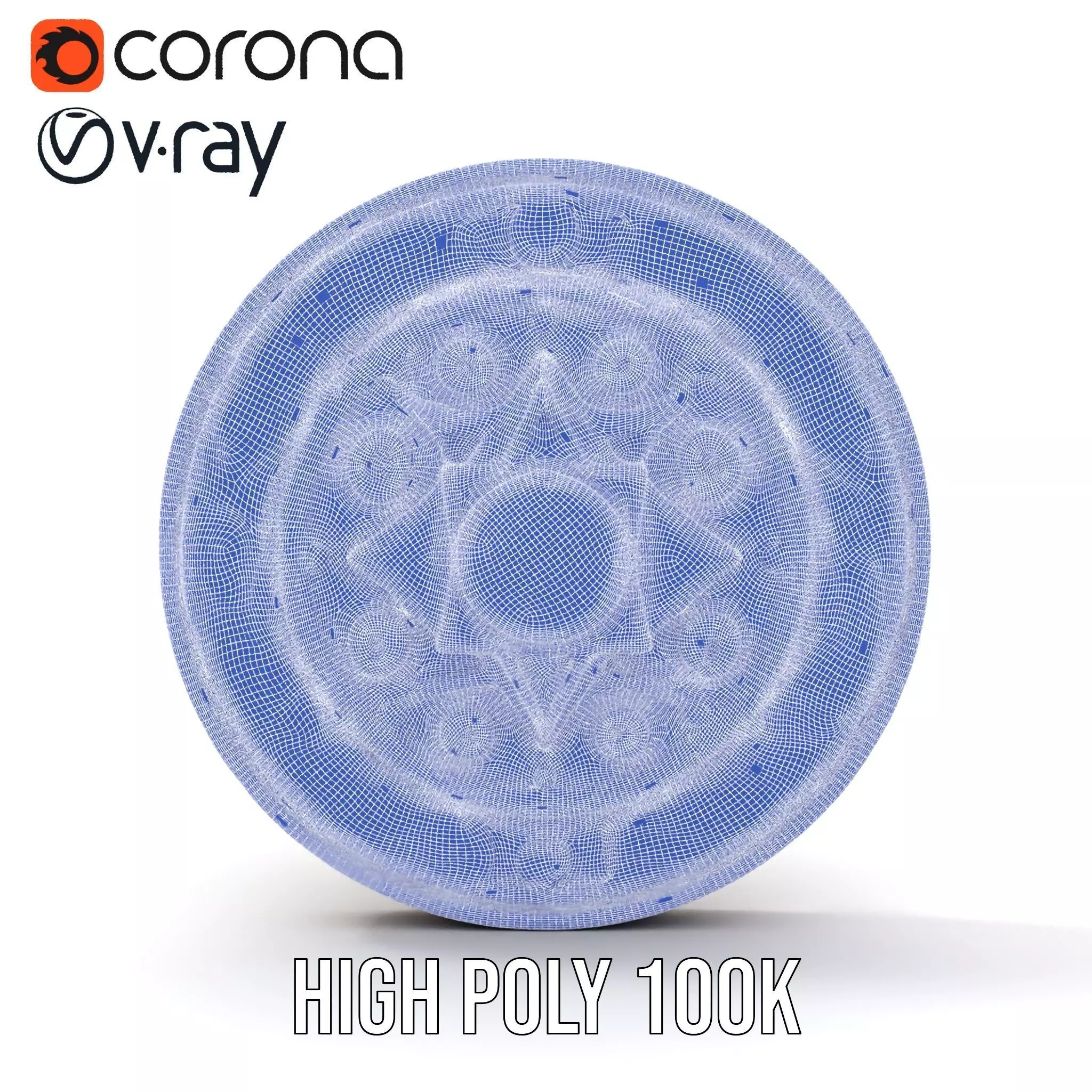 Ornate Brass Medallion model pack Low-poly 3D model_26